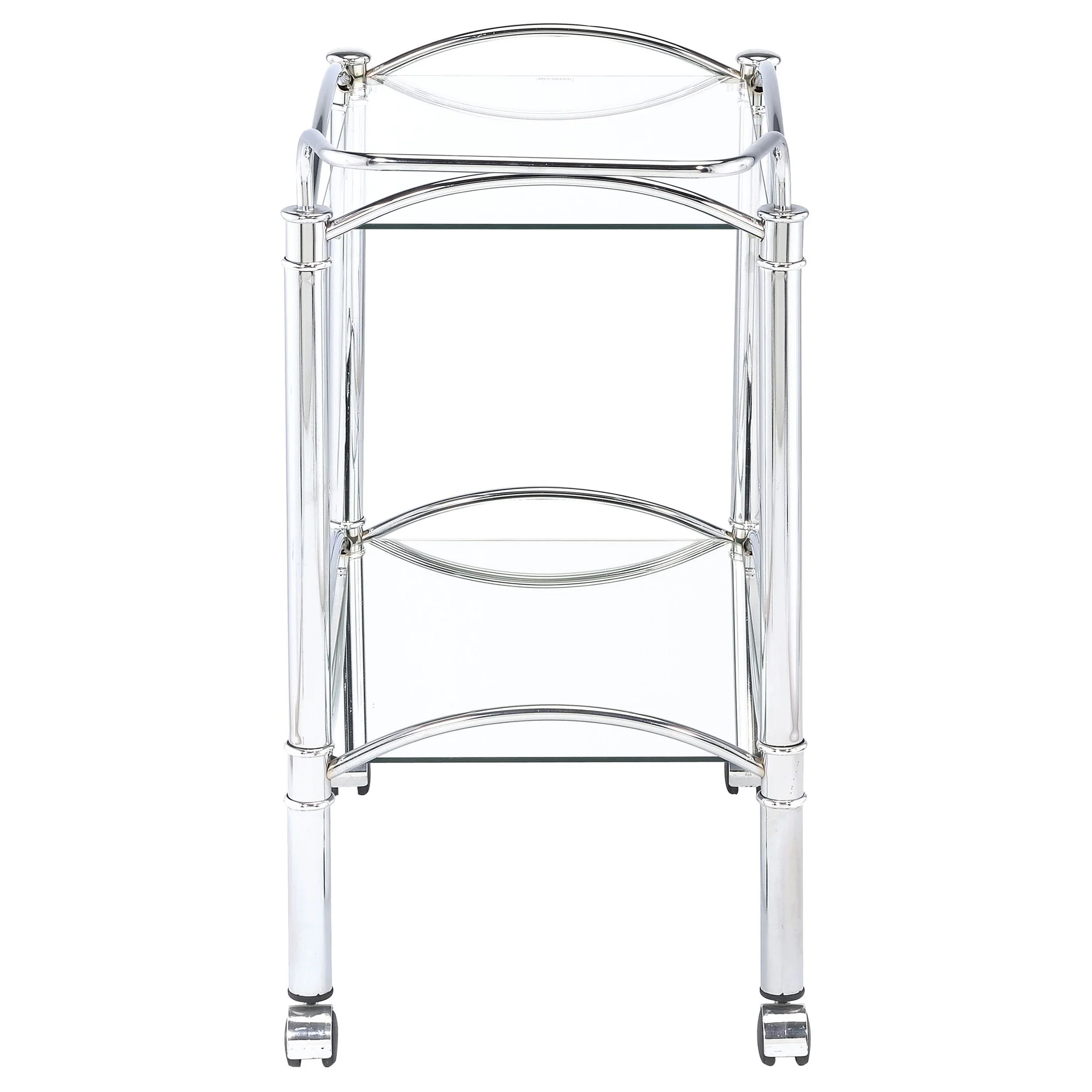 Porch & Den - 2 Tier Rectangular Glass Shelf Bar Cart With Glass - Chrome - Image 7