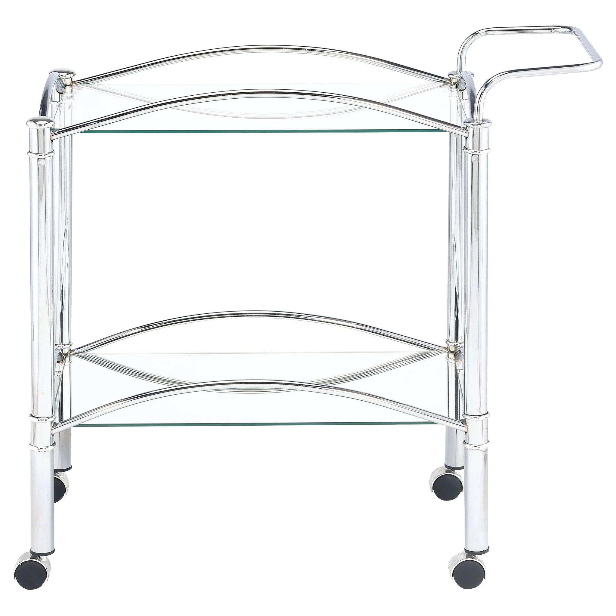 Porch & Den - 2 Tier Rectangular Glass Shelf Bar Cart With Glass - Chrome - Image 8