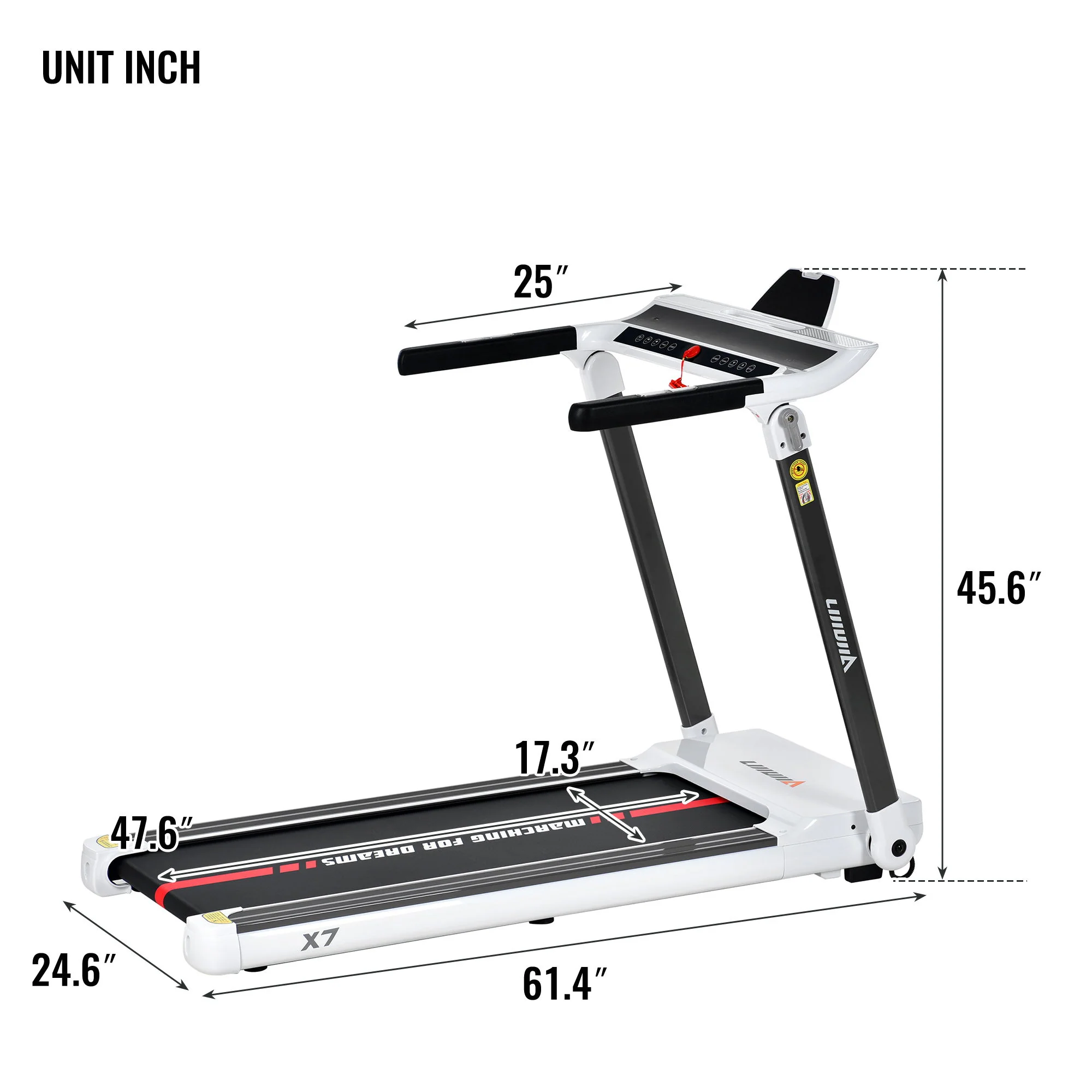 Portable Compact Treadmill, Electric Motorized 3.5Hp, 14Km / H, Medium Running Machine Motorised Gym 330Lbs, Foldable For Home Gym Fitness Workout Jogging Walking, Bluetooth Speaker App Fitime - White - Image 6