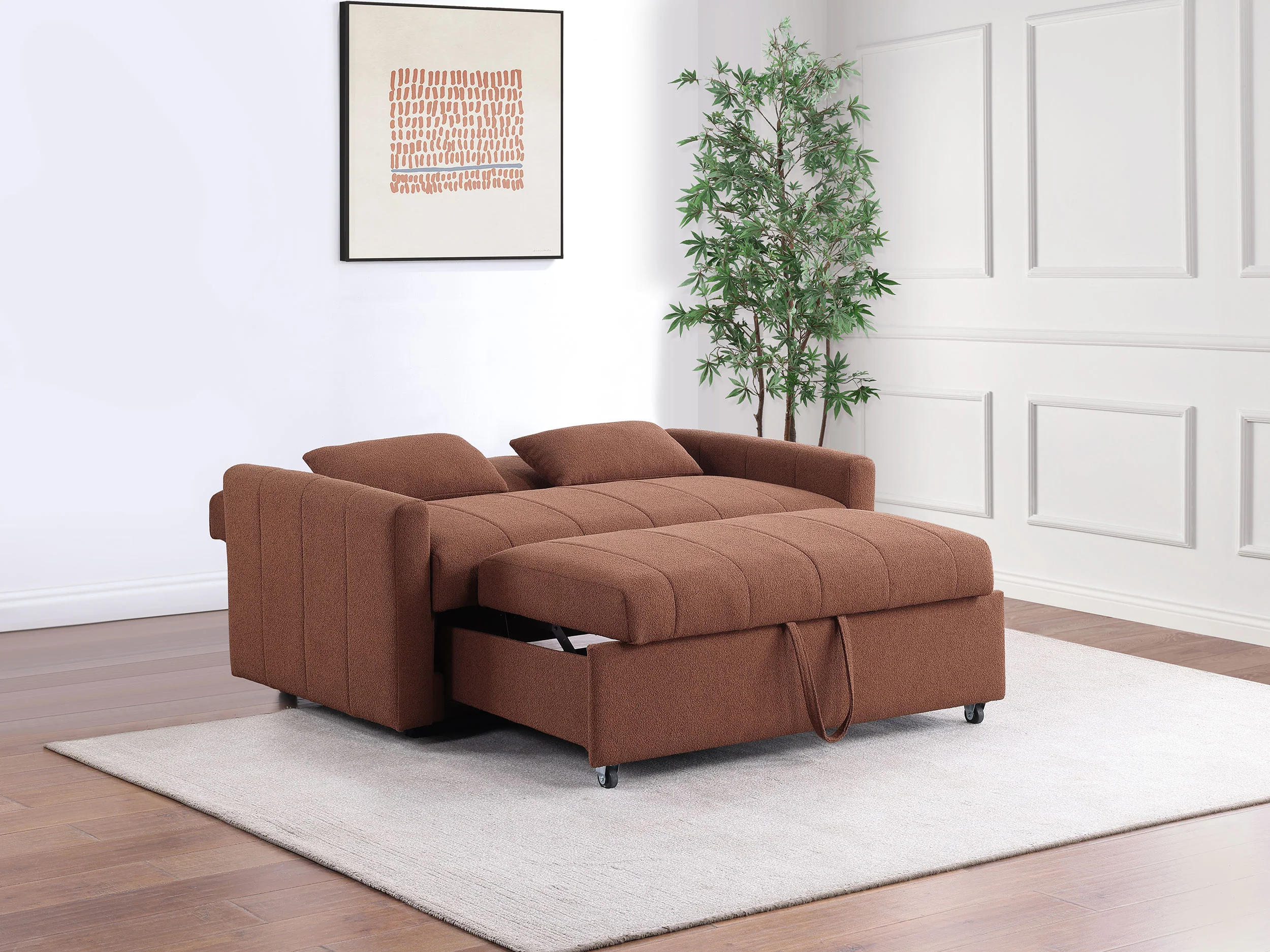 Portland Boucle Upholstered Sleeper Sofa Bed, Copper - Image 5