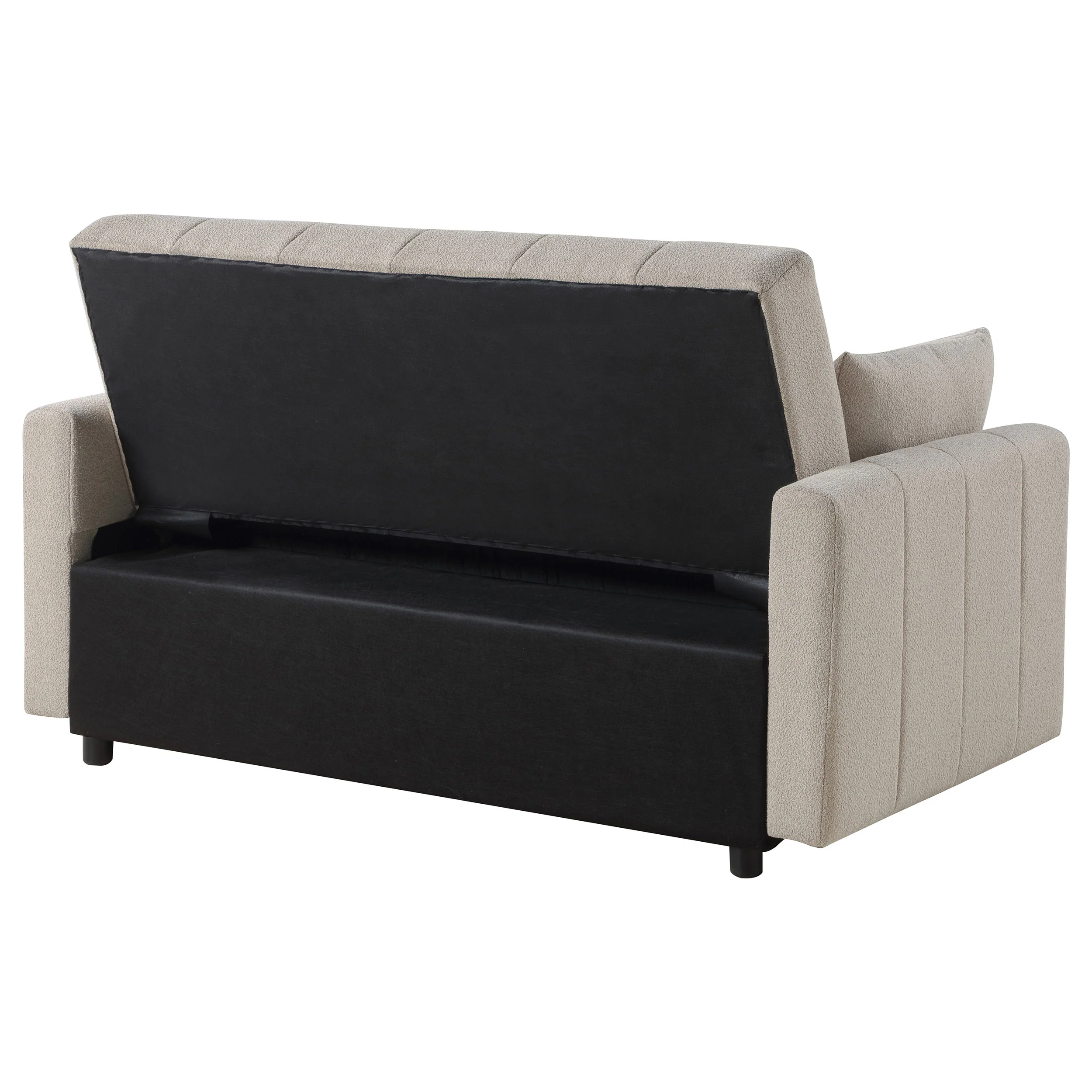 Portland Boucle Upholstered Sleeper Sofa Bed - Latte - Image 12