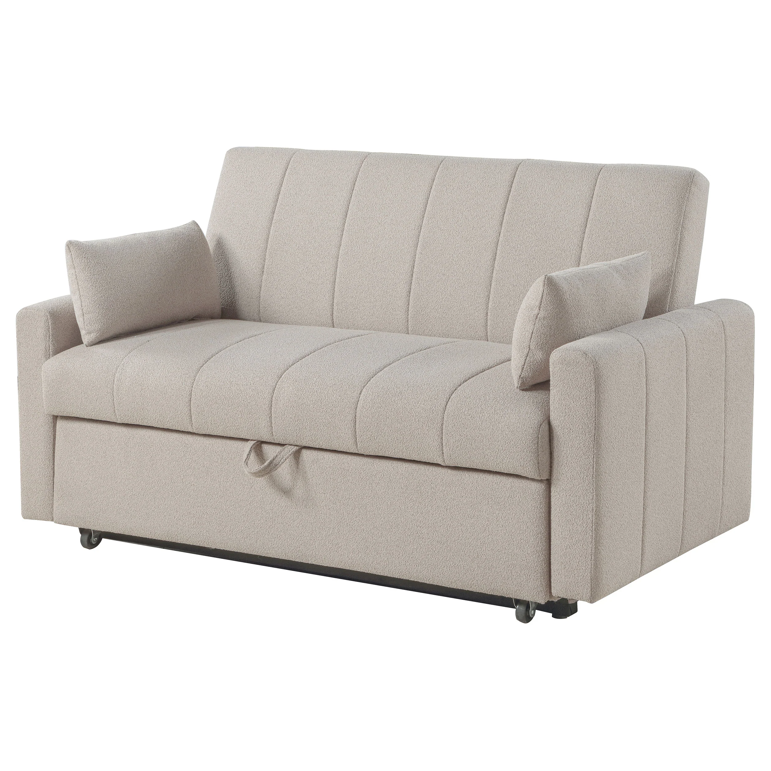 Portland Boucle Upholstered Sleeper Sofa Bed - Latte - Image 7