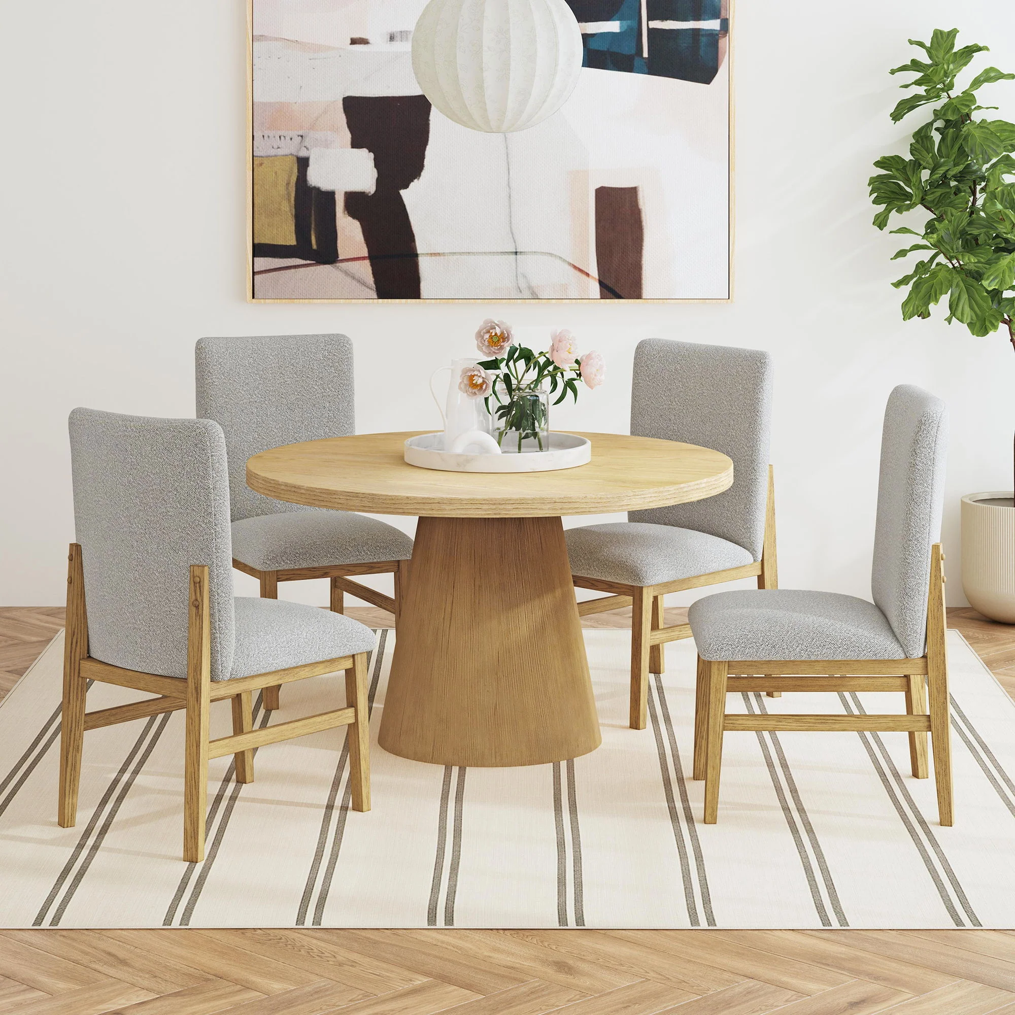 Portland - Square Back Dining Side Chair (Set of 2) - Natural / Gray - Image 8