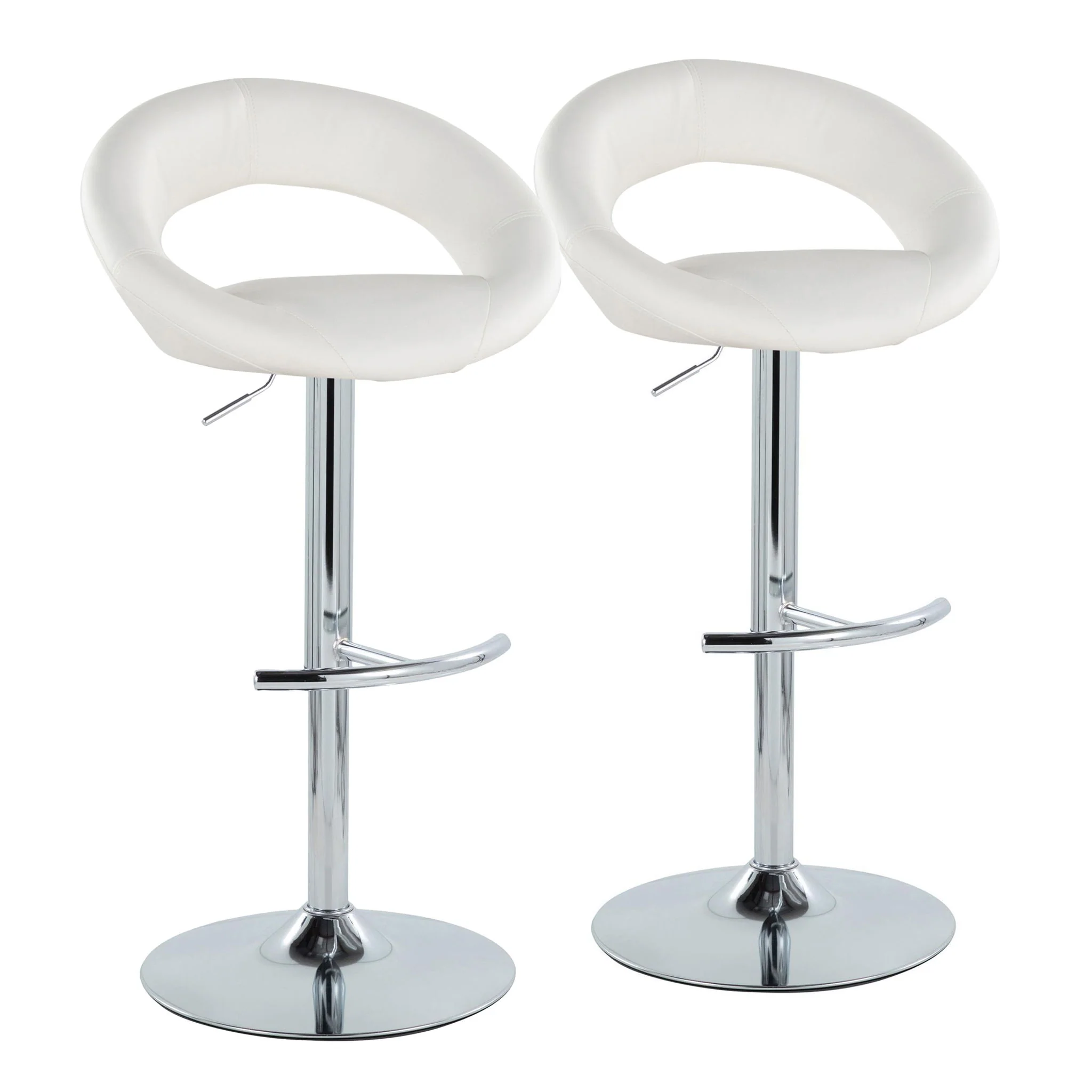 Posh - Contemporary Adjustable Barstool With Swivel With Rounded T Footrest (Set of 2) - Image 2