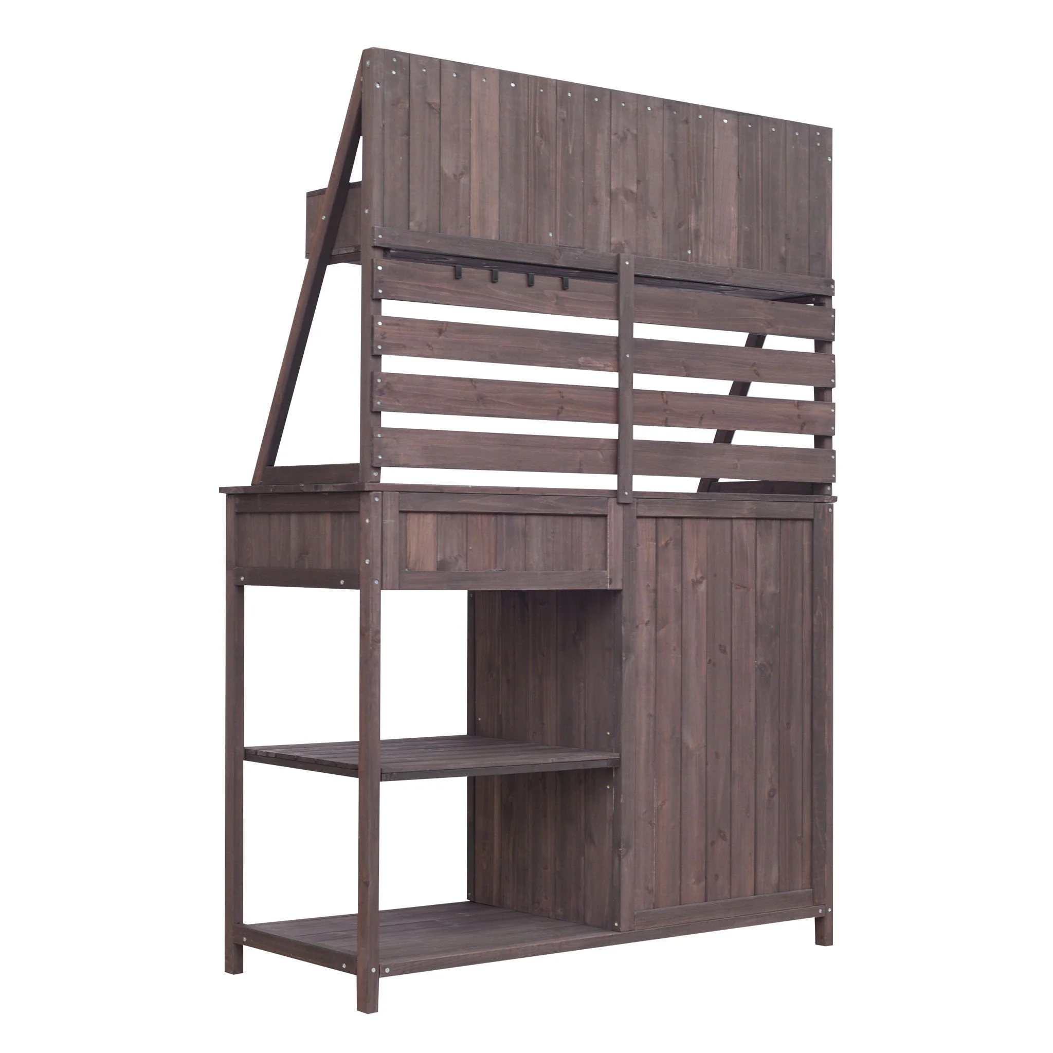 Potting Bench With 5 Drawer Storage And Slatted Back Panel, Garden Workstation - Brown - Image 6