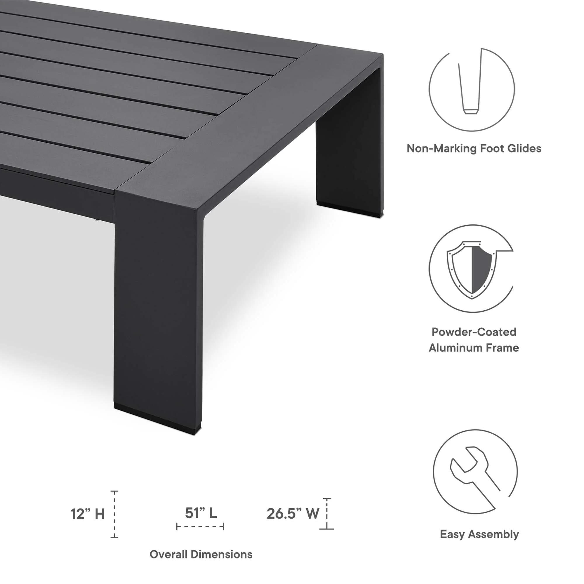 Powder-Coated Aluminum Outdoor Patio Coffee Table - Modern Weather-Resistant Design - Image 9