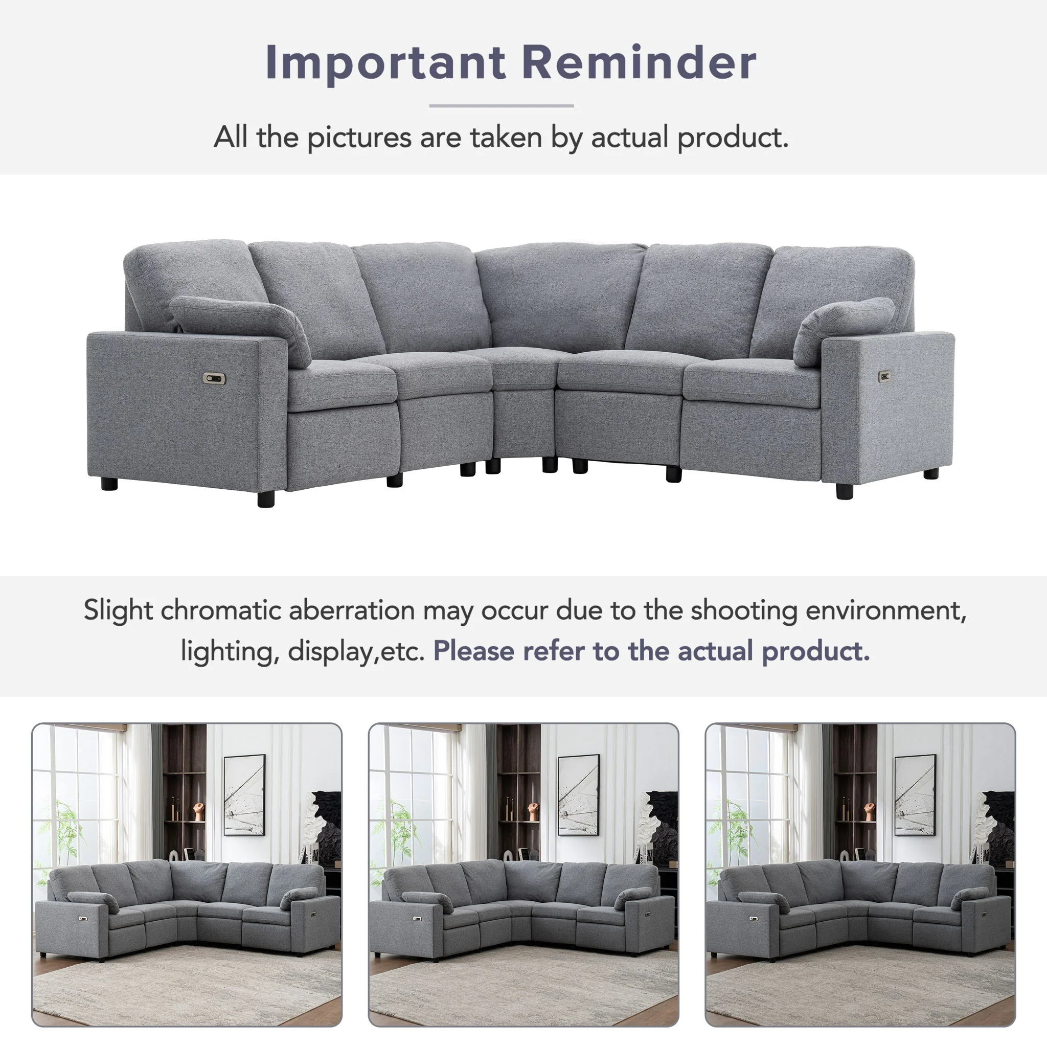 Power Recliner Sectional Sofa Home Theater Reclining Sofa With Two USB Ports, Two Storage Drawers For Living Room - Image 17