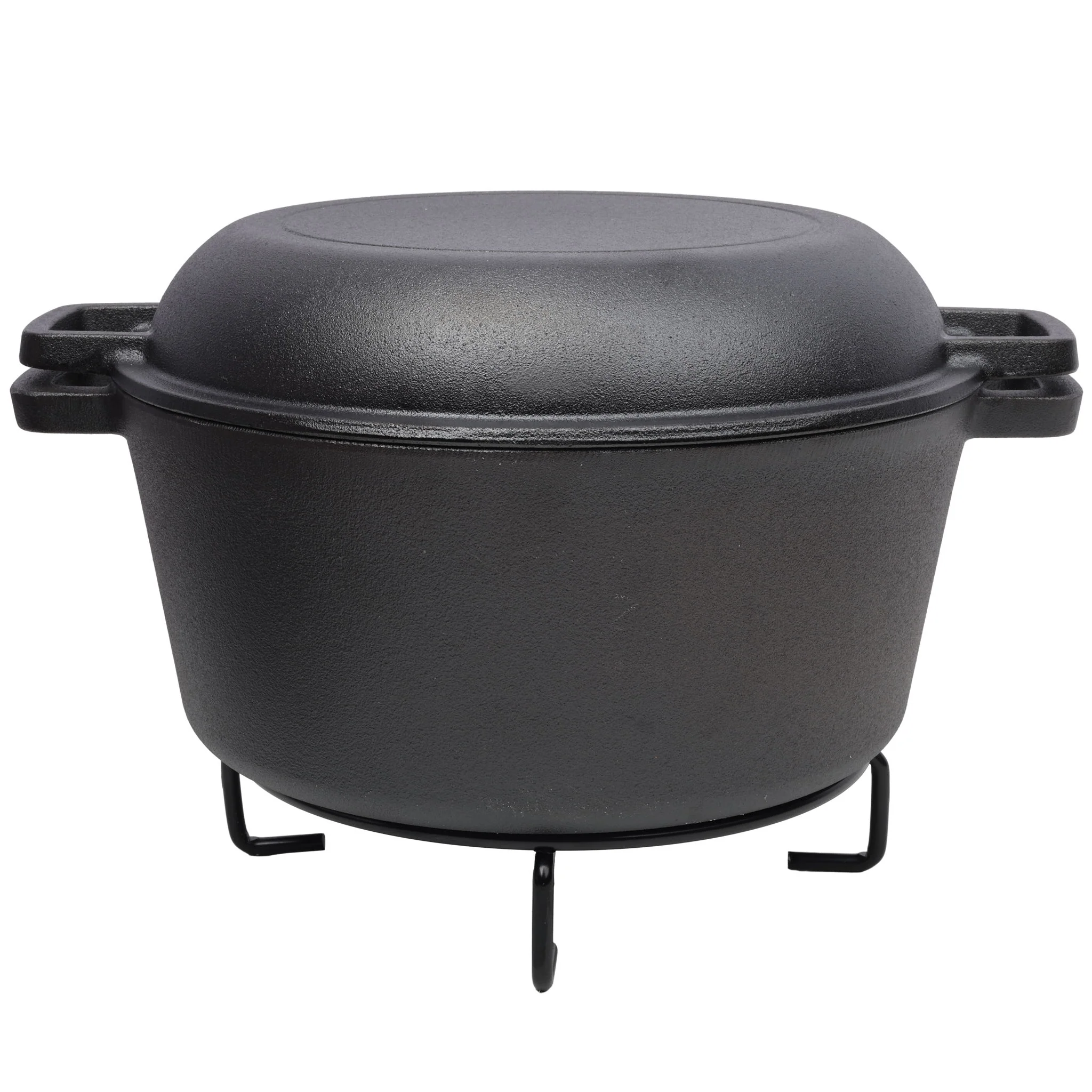 Pre-Seasoned 3 In 1 Cast Dutch Oven With Skillet Lid, 5 Quart - Black - Image 9