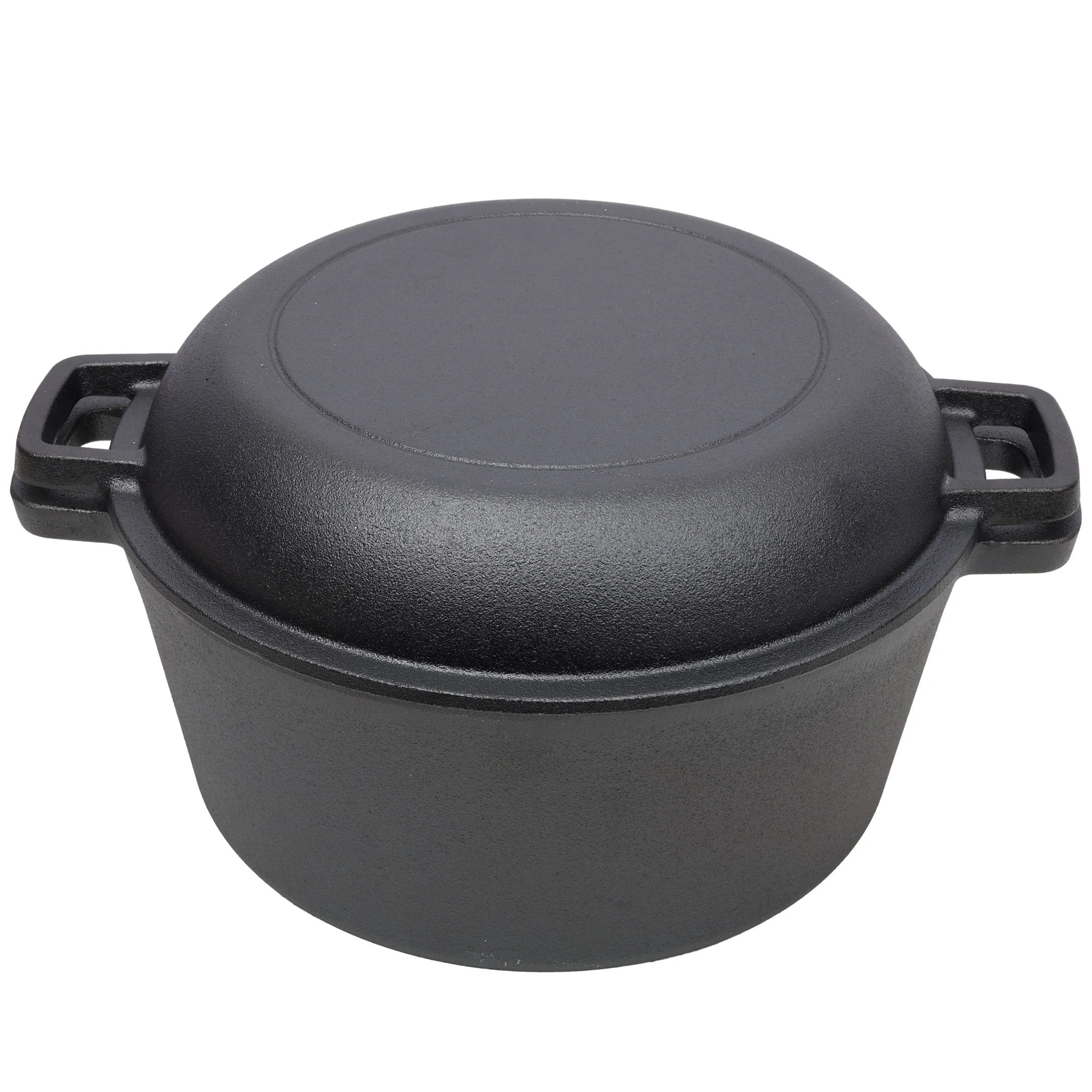 Pre-Seasoned Cast Dutch Oven 2 In 1 With Dual Handles And Covers, 5 Quart - Black - Image 4