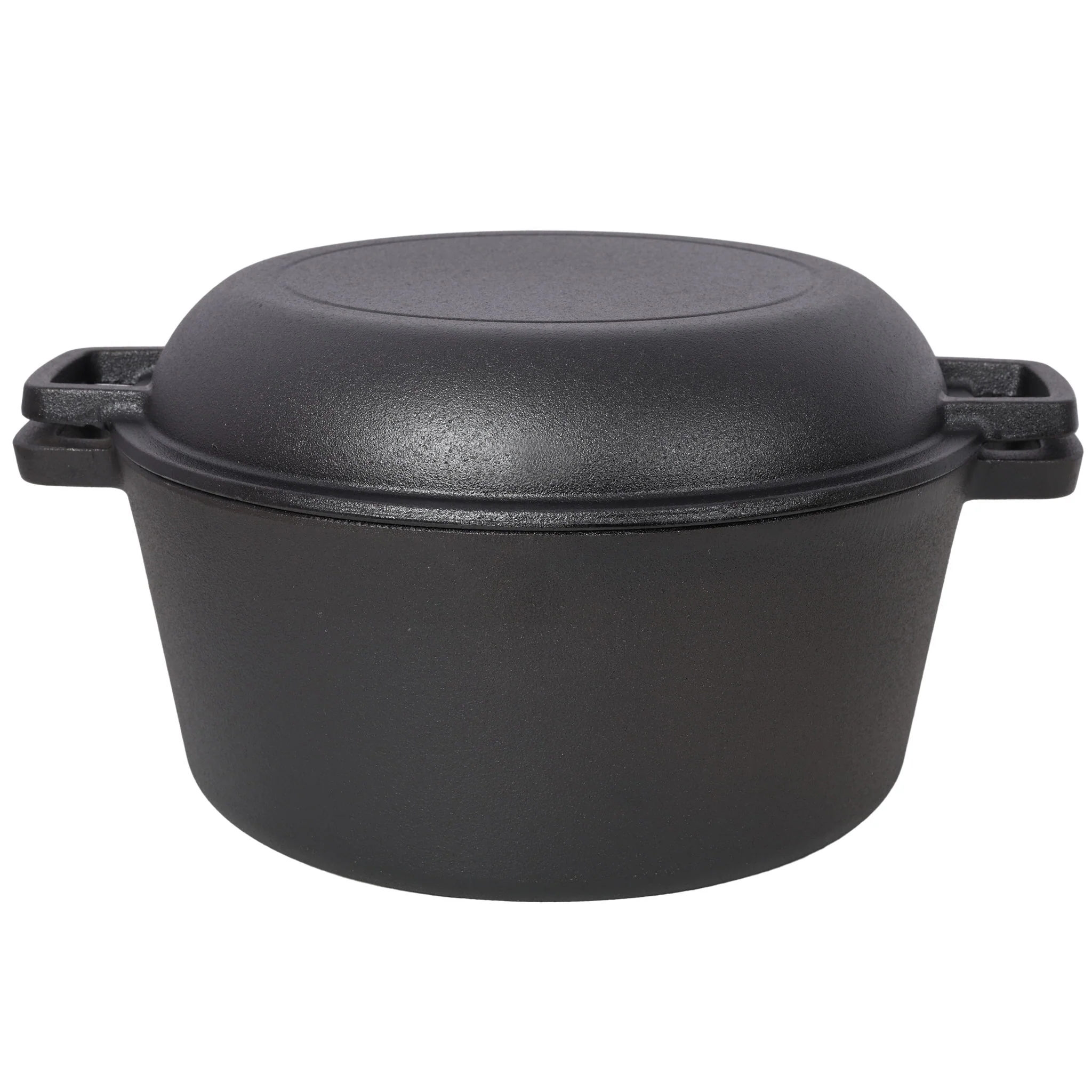 Pre-Seasoned Cast Dutch Oven 2 In 1 With Dual Handles And Covers, 5 Quart - Black - Image 6