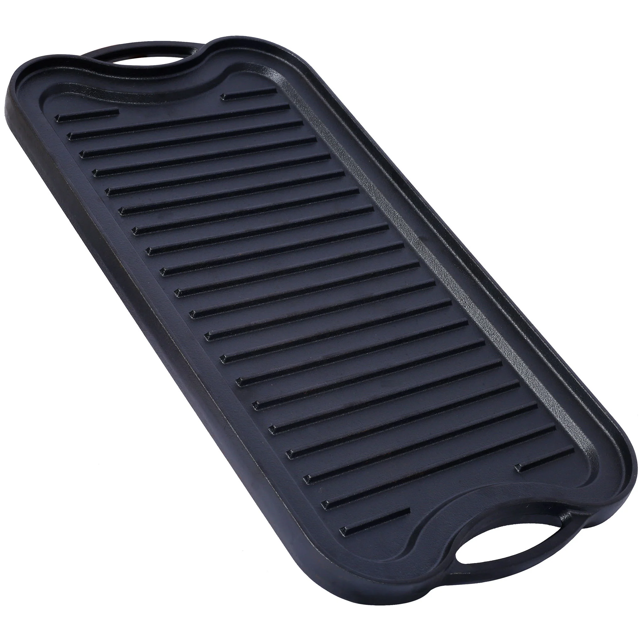Pre Seasoned Cast Iron Reversible Rectangular Grill / Griddle - Black - Image 4