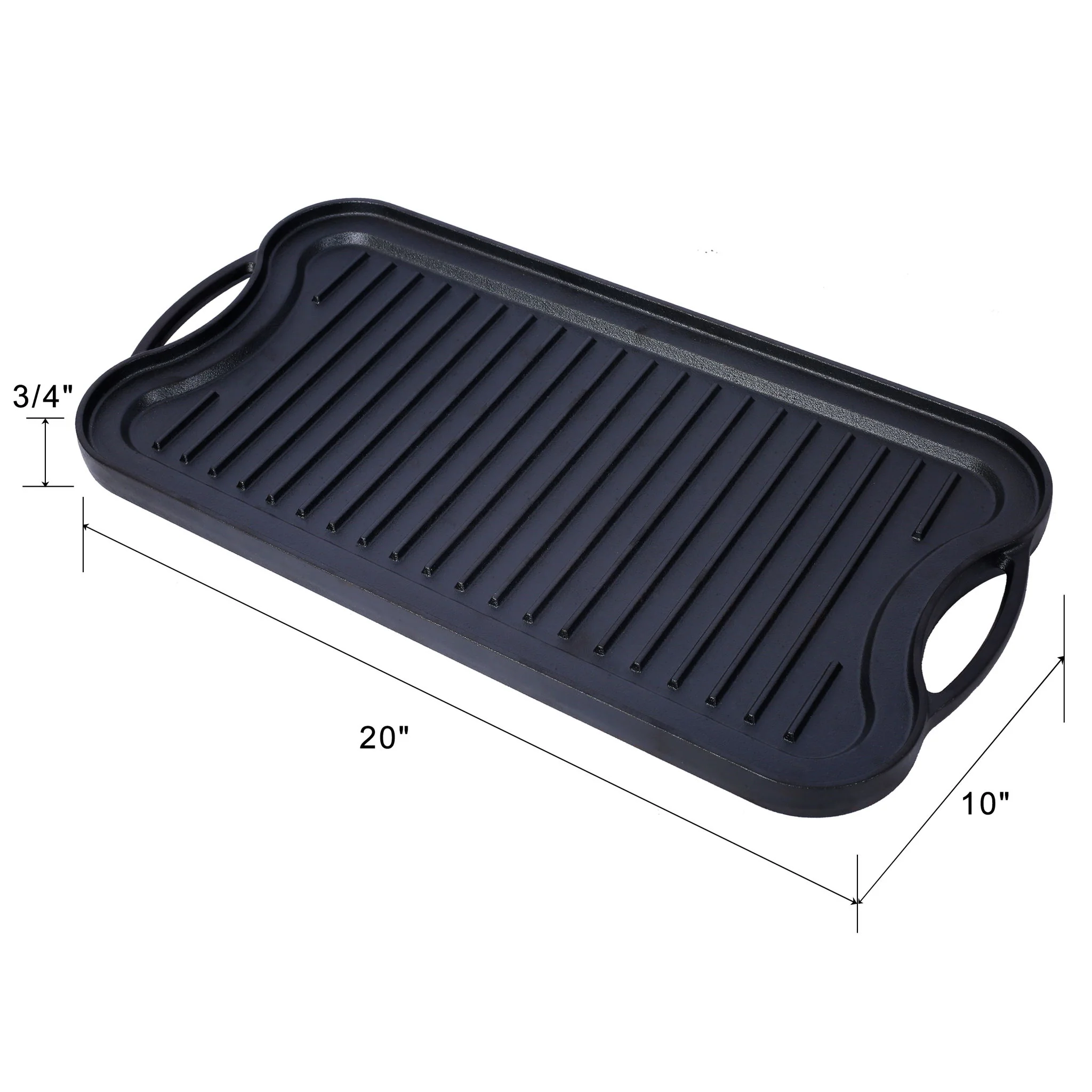 Pre Seasoned Cast Iron Reversible Rectangular Grill / Griddle - Black - Image 5