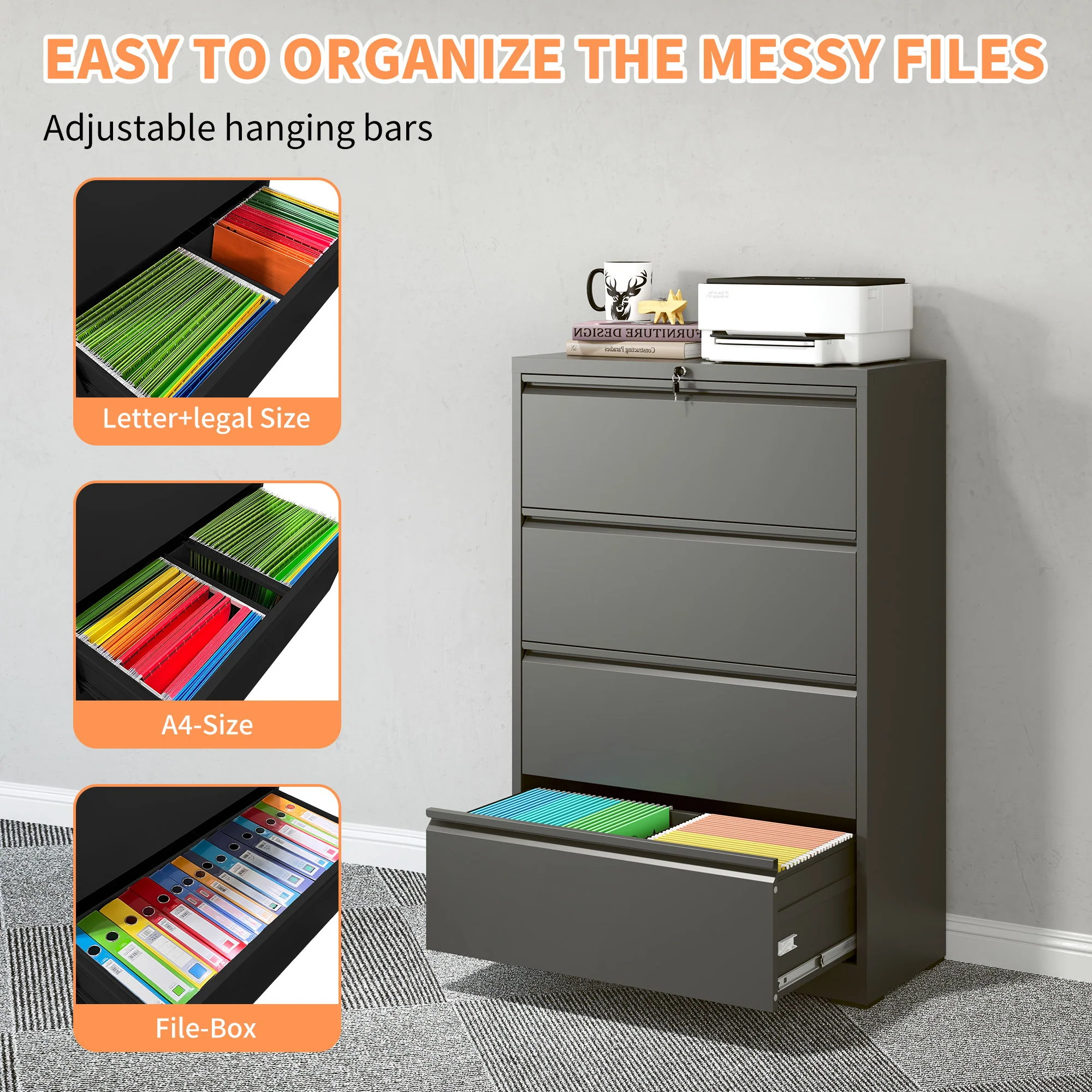 Premium Drawer Metal Lateral File Cabinet With Lock - Image 22