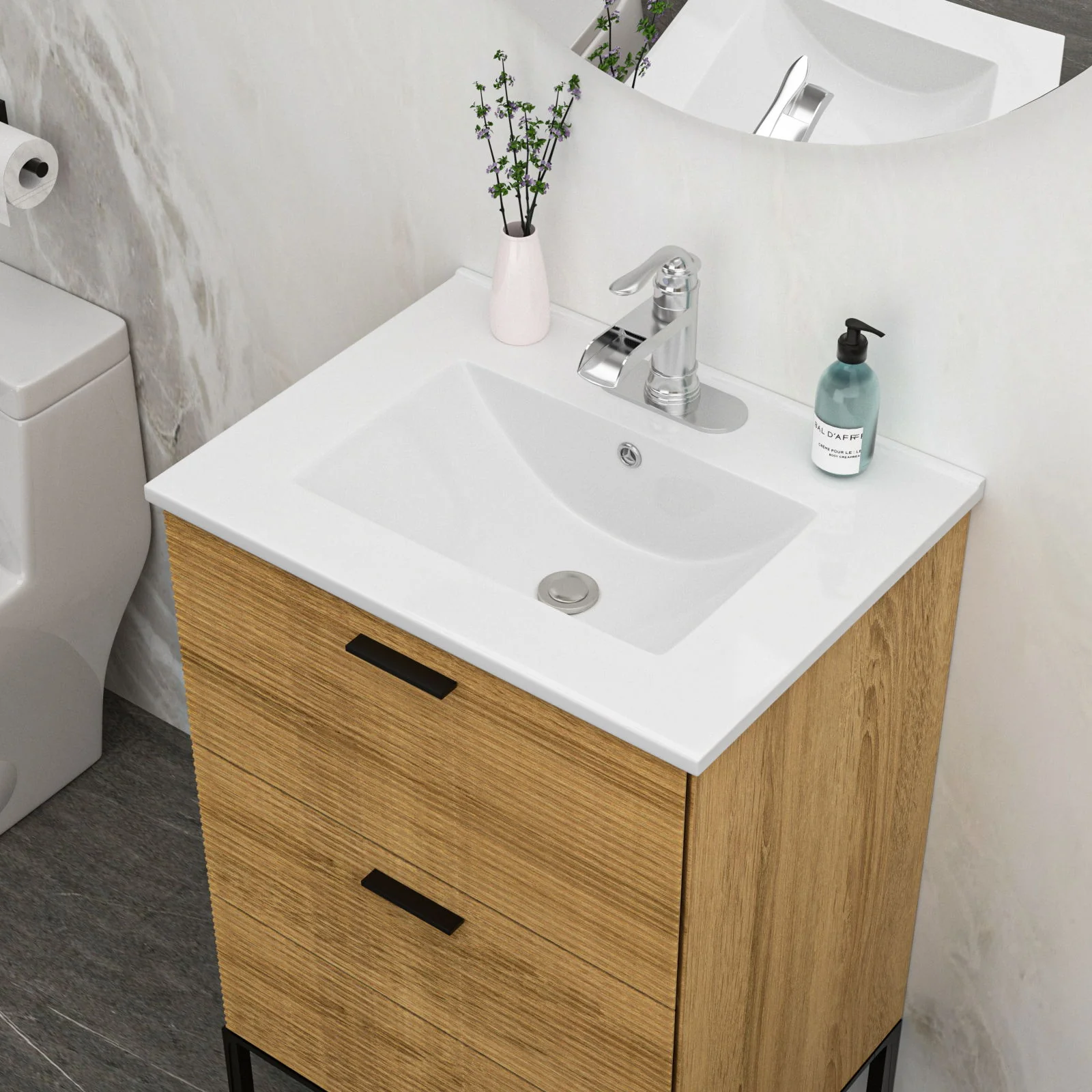 Premium Rectangular Vanity Top With Single Faucet Hole And Overflow - Image 16