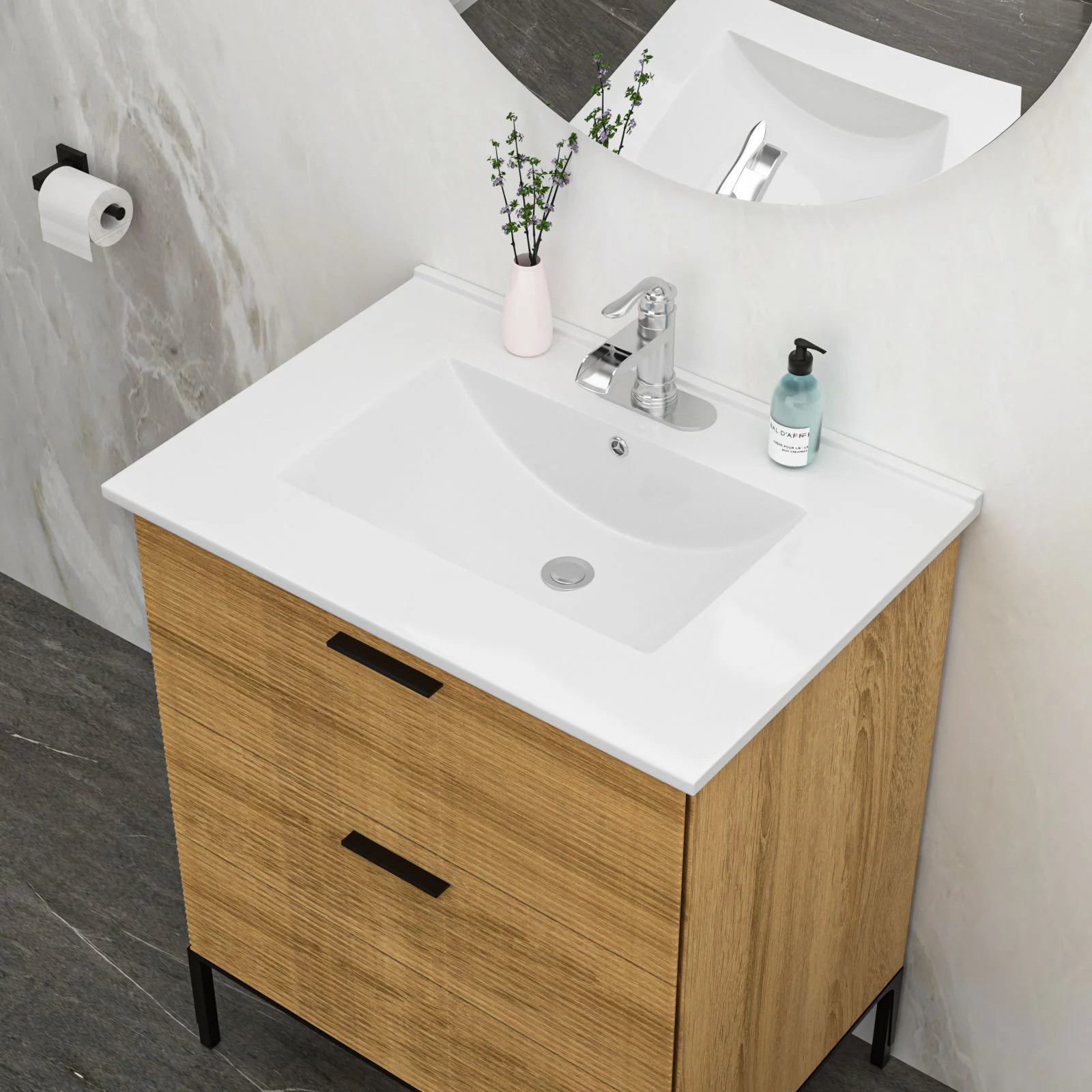 Premium Rectangular Vanity Top With Single Faucet Hole And Overflow - Image 8