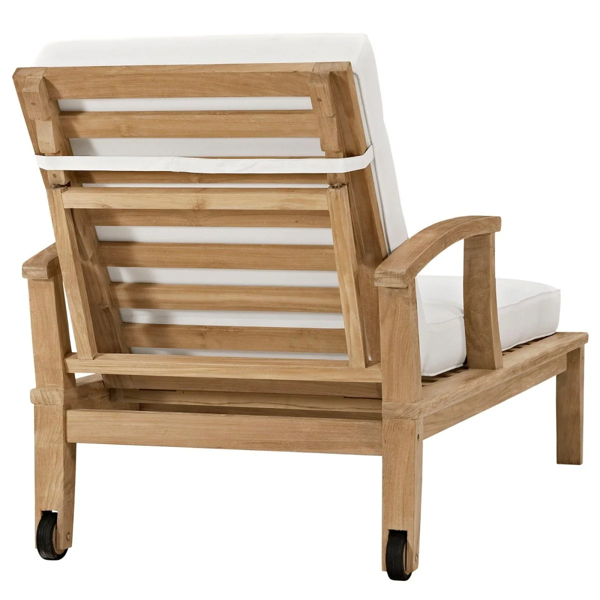 Premium Teak Wood Outdoor Chaise Lounge Adjustable Back Solid Teak Patio Lounger - Image 19