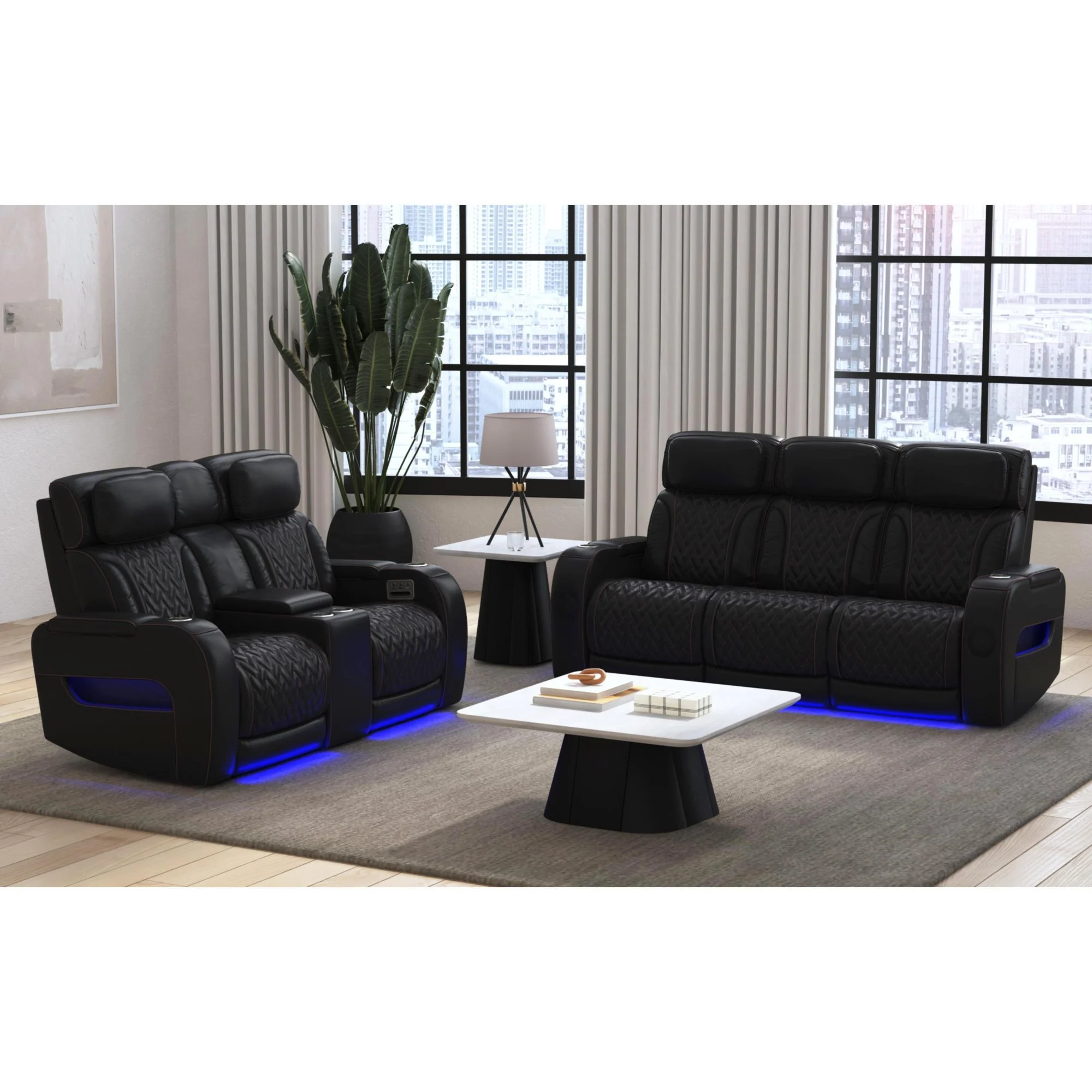 Prime Time - P3 Sofa With I Table, Reading Light, Heat, Massage, LED, And Speaker - Image 8