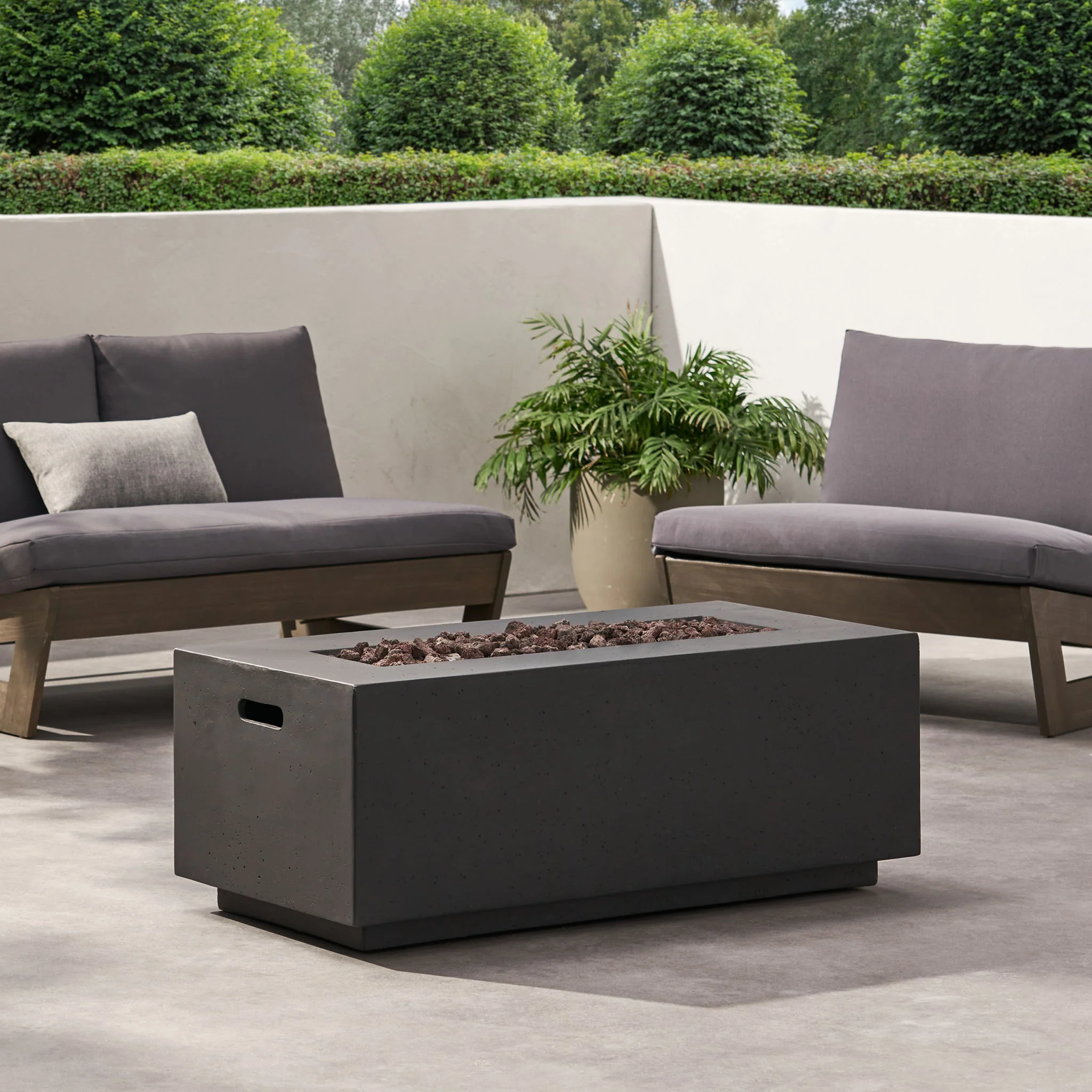 Propane Fire Pit Table Modern Outdoor Concrete Heater 40x15in - Image 14