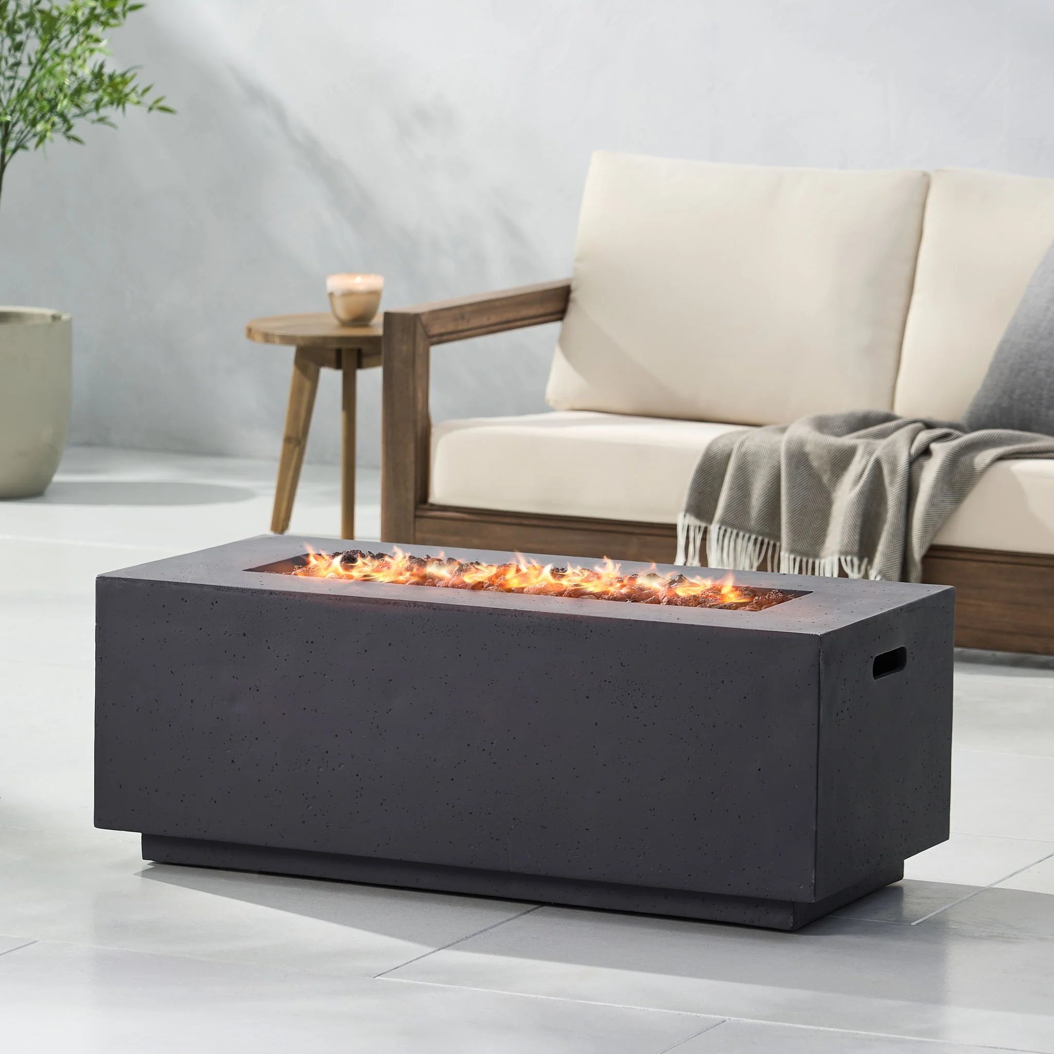 Propane Fire Pit Table Modern Outdoor Concrete Heater 40x15in - Image 16