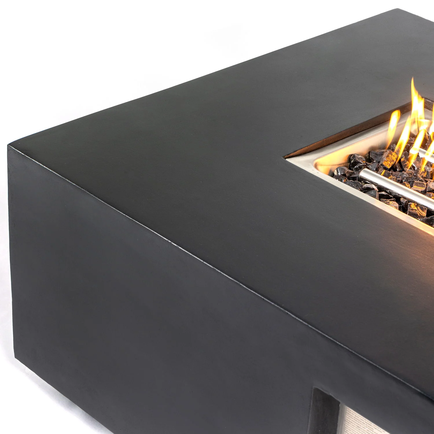 Propane Fire Pit Table Outdoor Heater Concrete Body 48x15in Charcoal Black - Image 5