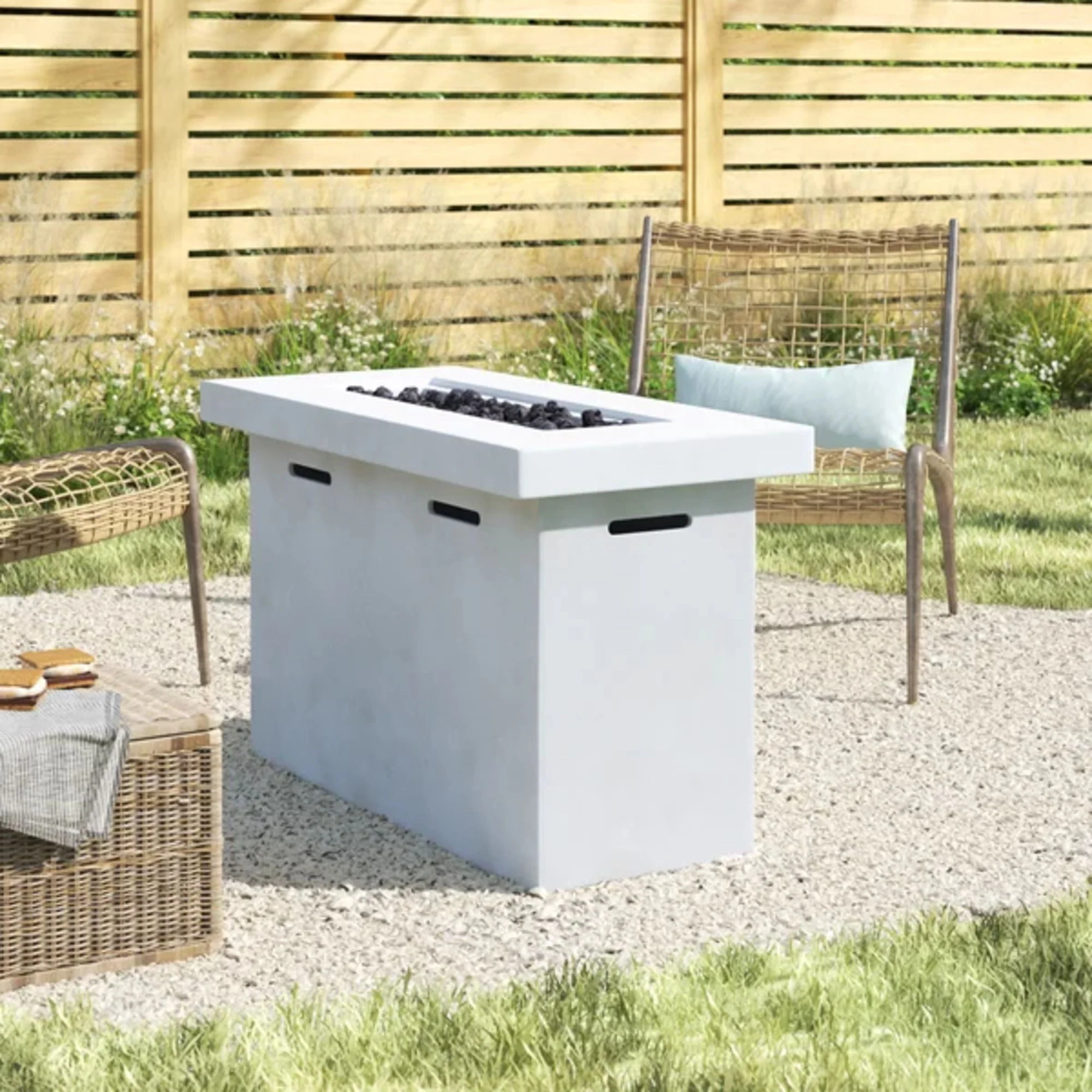 Propane Fire Pit Table Outdoor Patio Heater Reinforced Cement 42x25in - Image 6