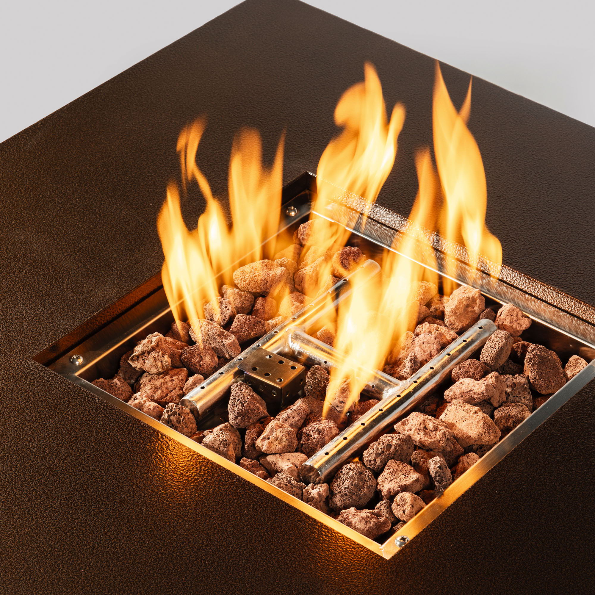 Propane Gas Fire Pit Table, 50000 Btu Square For Outside - Brown - Image 6