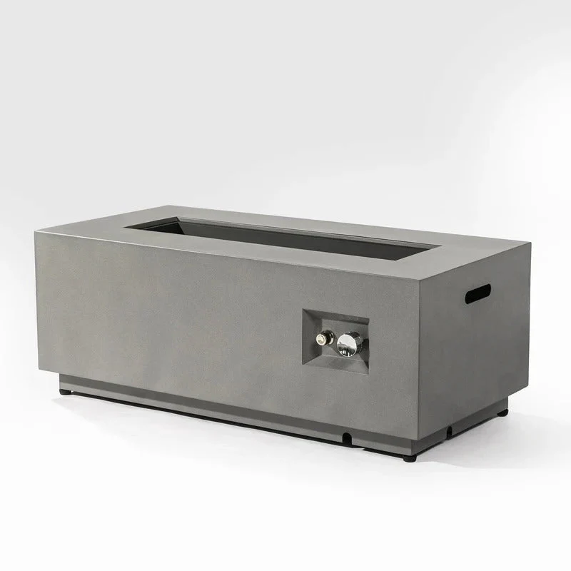Propane Gas Fire Pit Table Outdoor Coffee Furniture Steel 42x20in Gray - Image 7