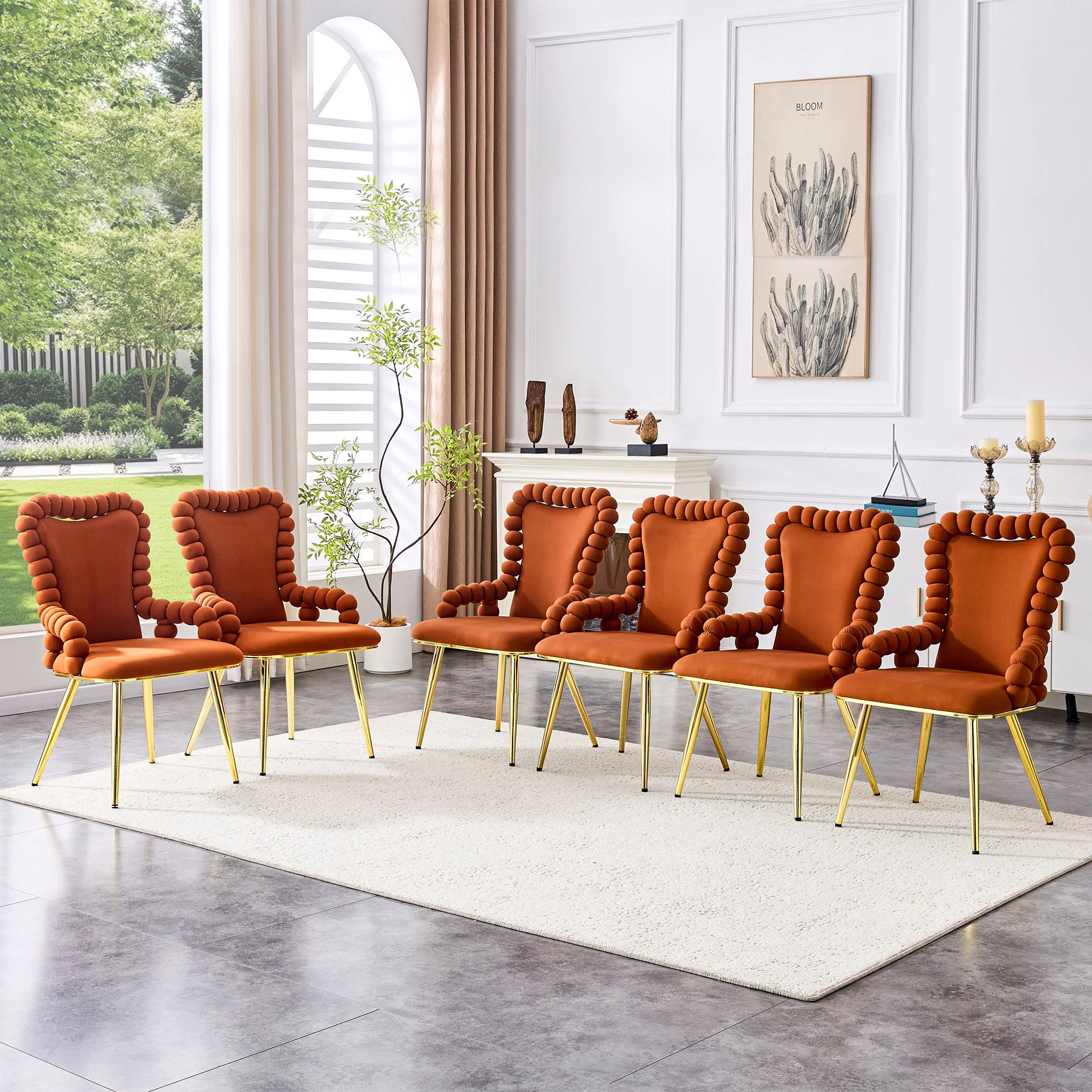Puffy Bubble, Ball Chain Chair With Armrests For Dining Room (Set of 2) - Image 6