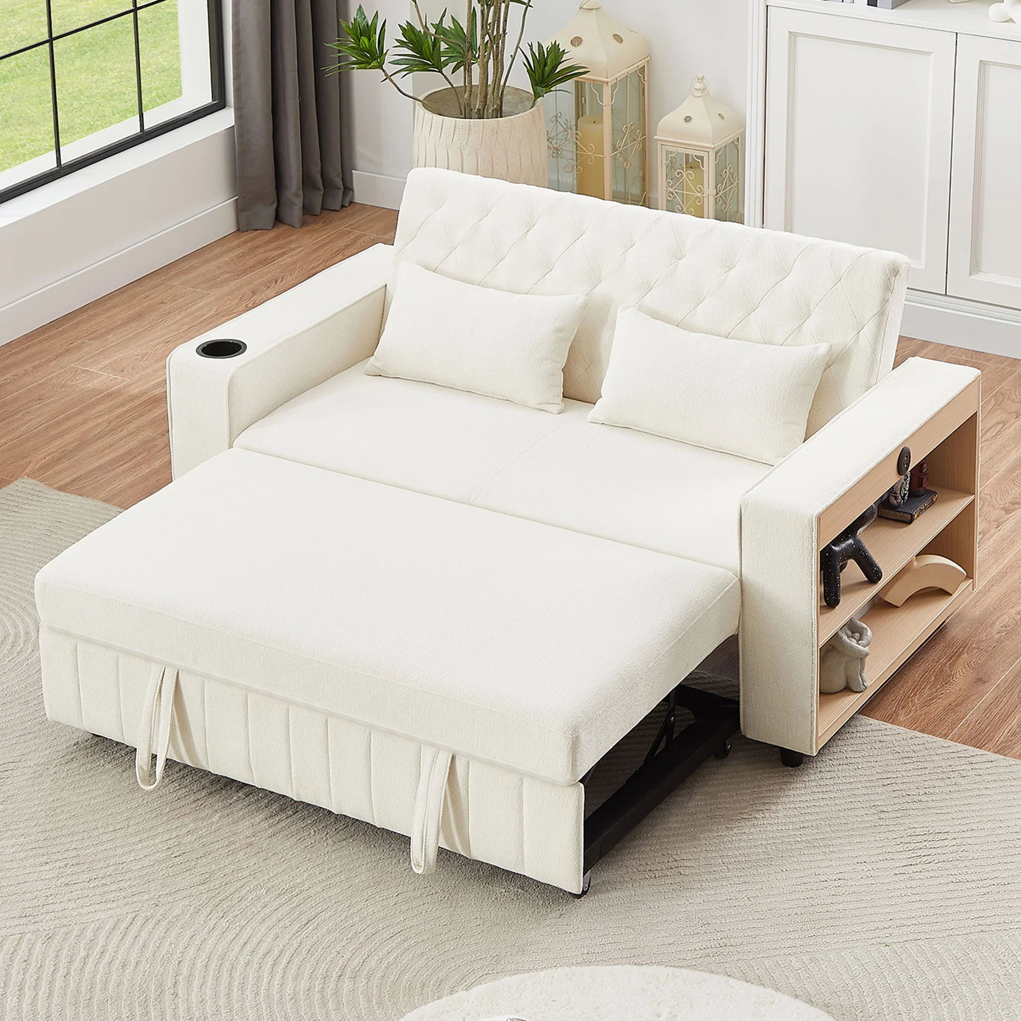 Pull-Out Sofa Bed Convertible Couch With Adjustable Backrest For Living Room - Image 8