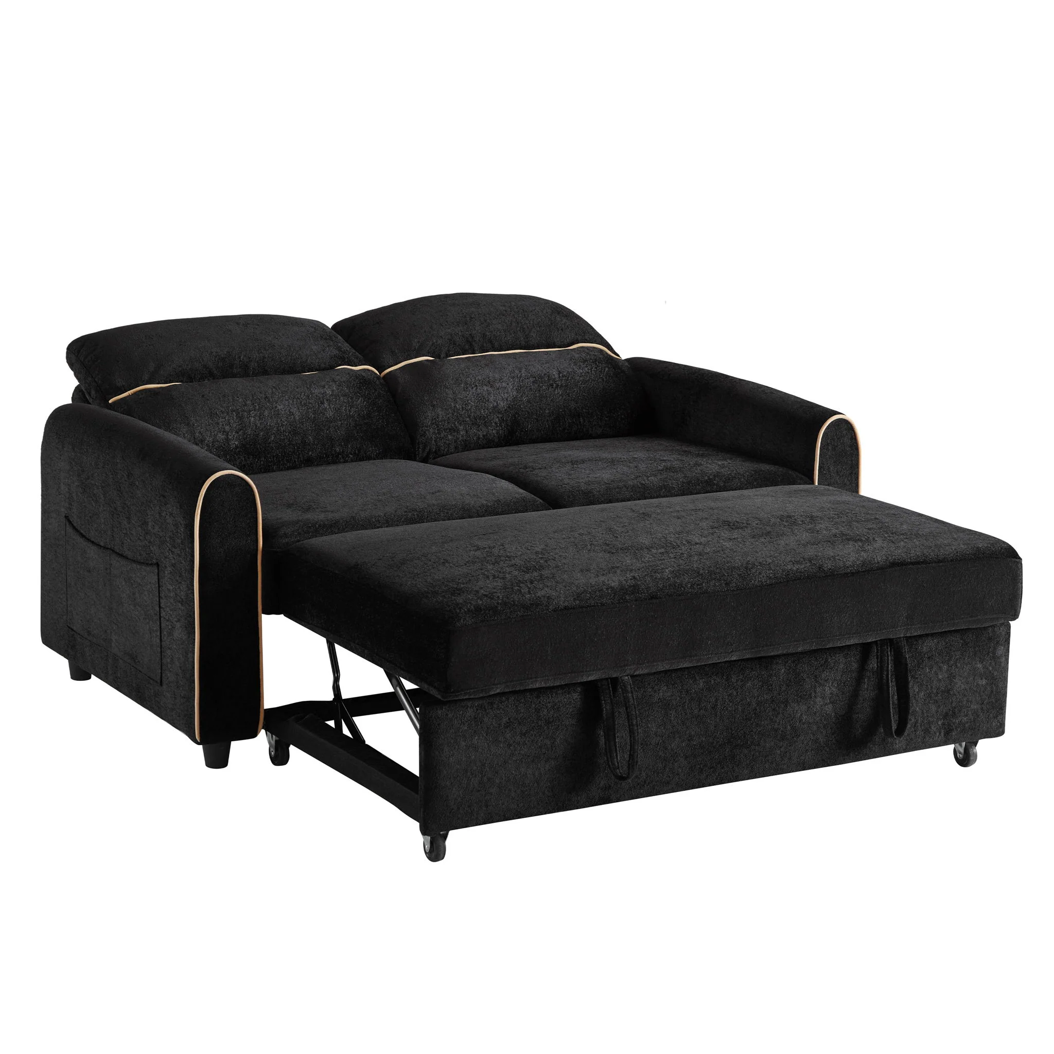 Pull Out Sofa Bed With Adjustable 3 Position Backrest, USB Charging Ports, Side Pockets - Image 5