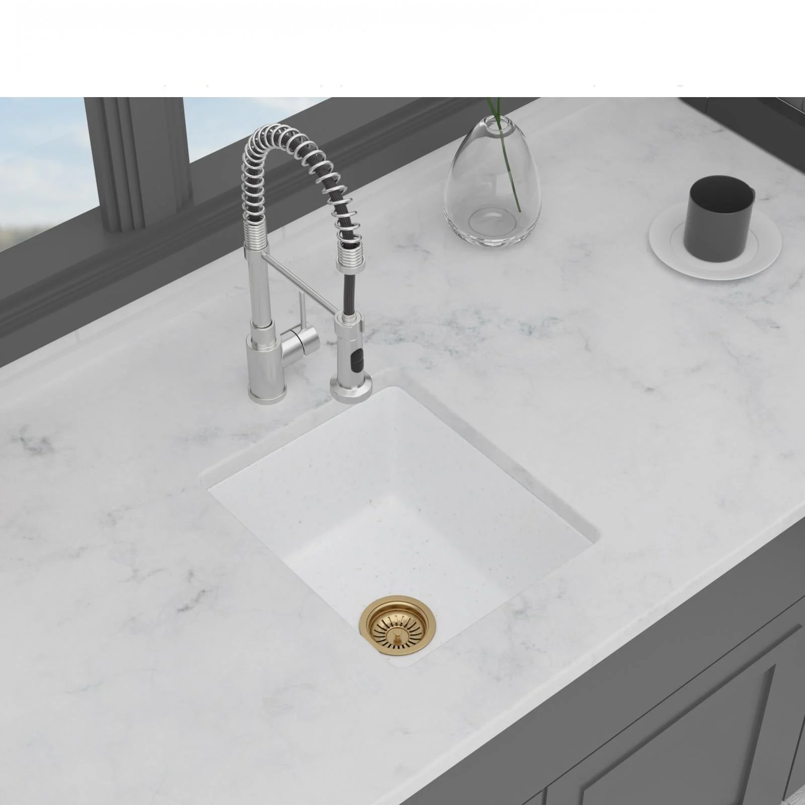 Quartz Composite Undermount Single Bowl Kitchen Sink - Image 17