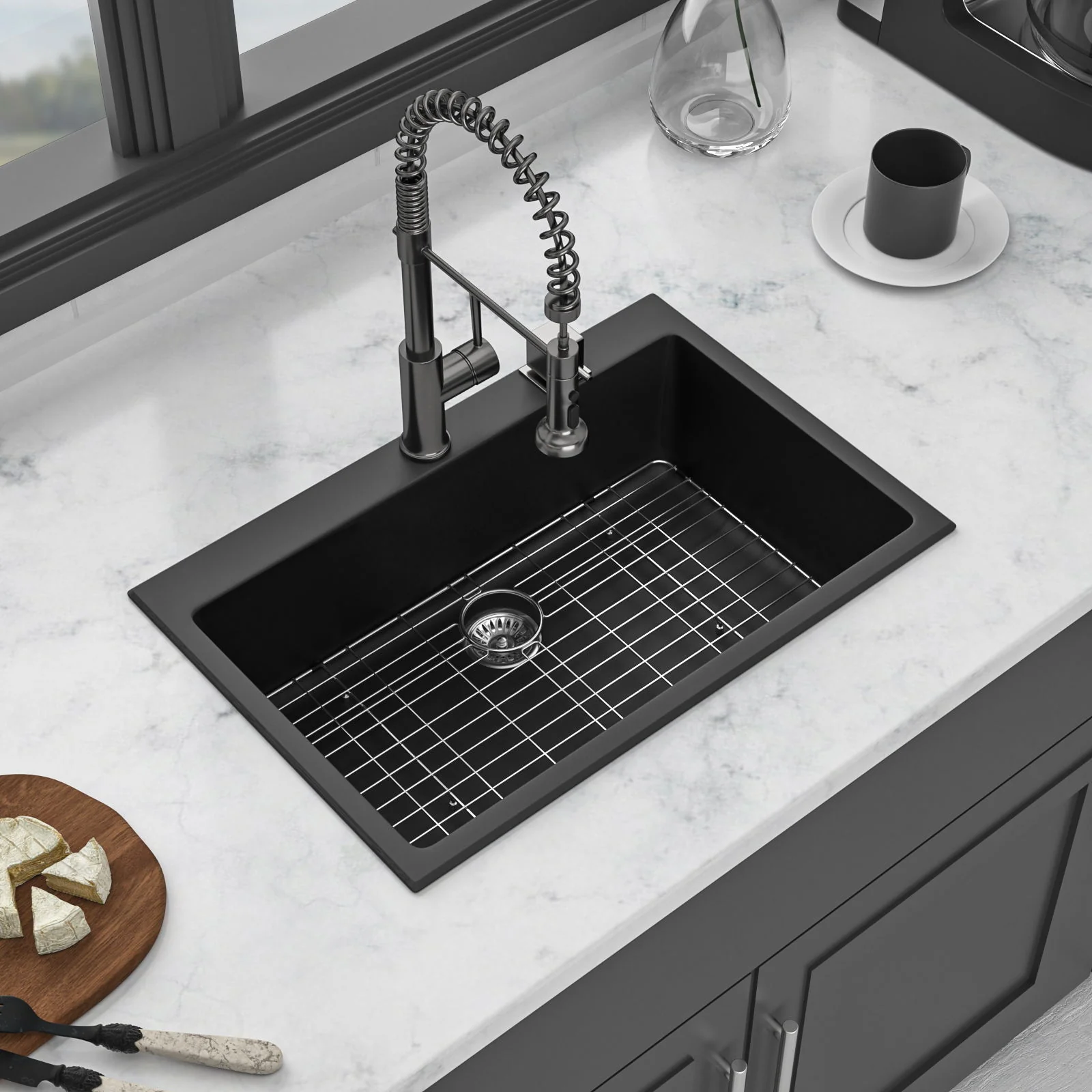 Quartz Kitchen Sink, Granite Composite, Drop In Sink With Durable Design - Image 6