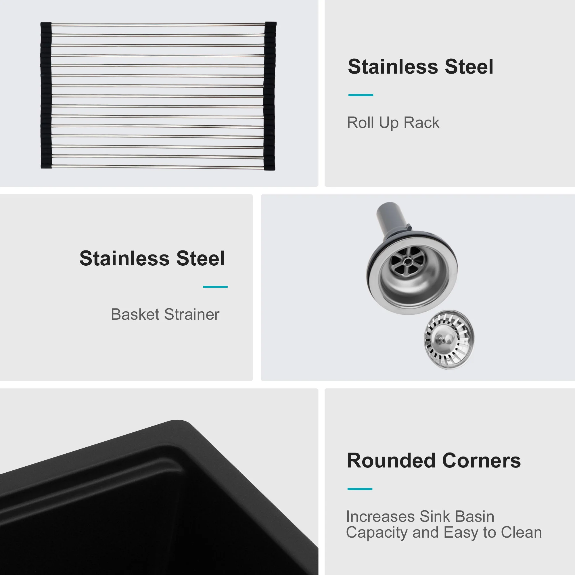 Quartz Kitchen Sink, Granite Composite Workstation Undermount - Image 19