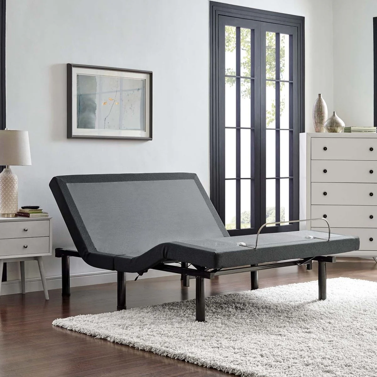 Queen Adjustable Wireless Remote Platform Bed Base in Gray - Image 2