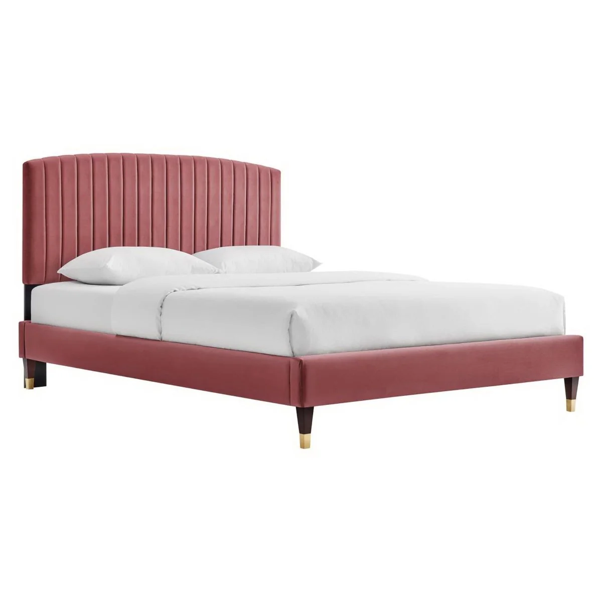 Queen Channel Tufted Performance Velvet Platform Bed