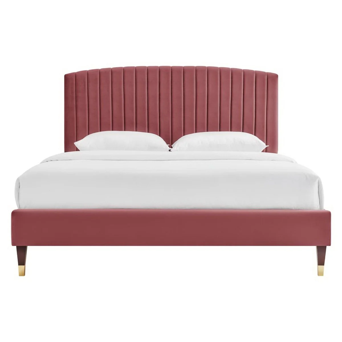 Queen Channel Tufted Performance Velvet Platform Bed - Image 3