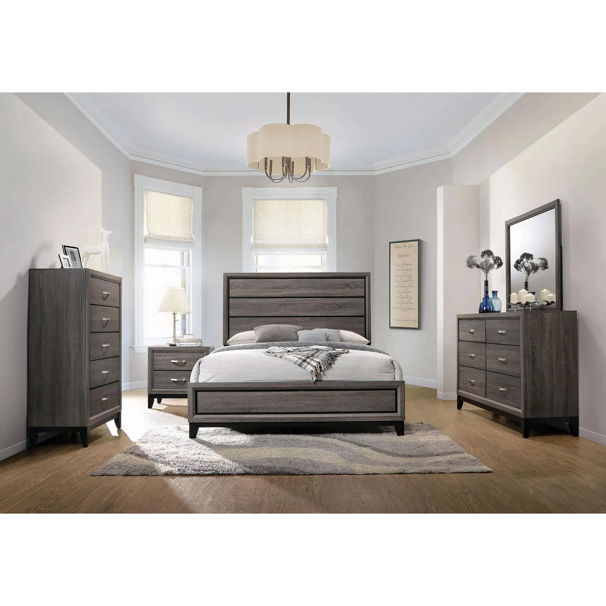 Queen Panel Bed Accents - Gray - Image 2