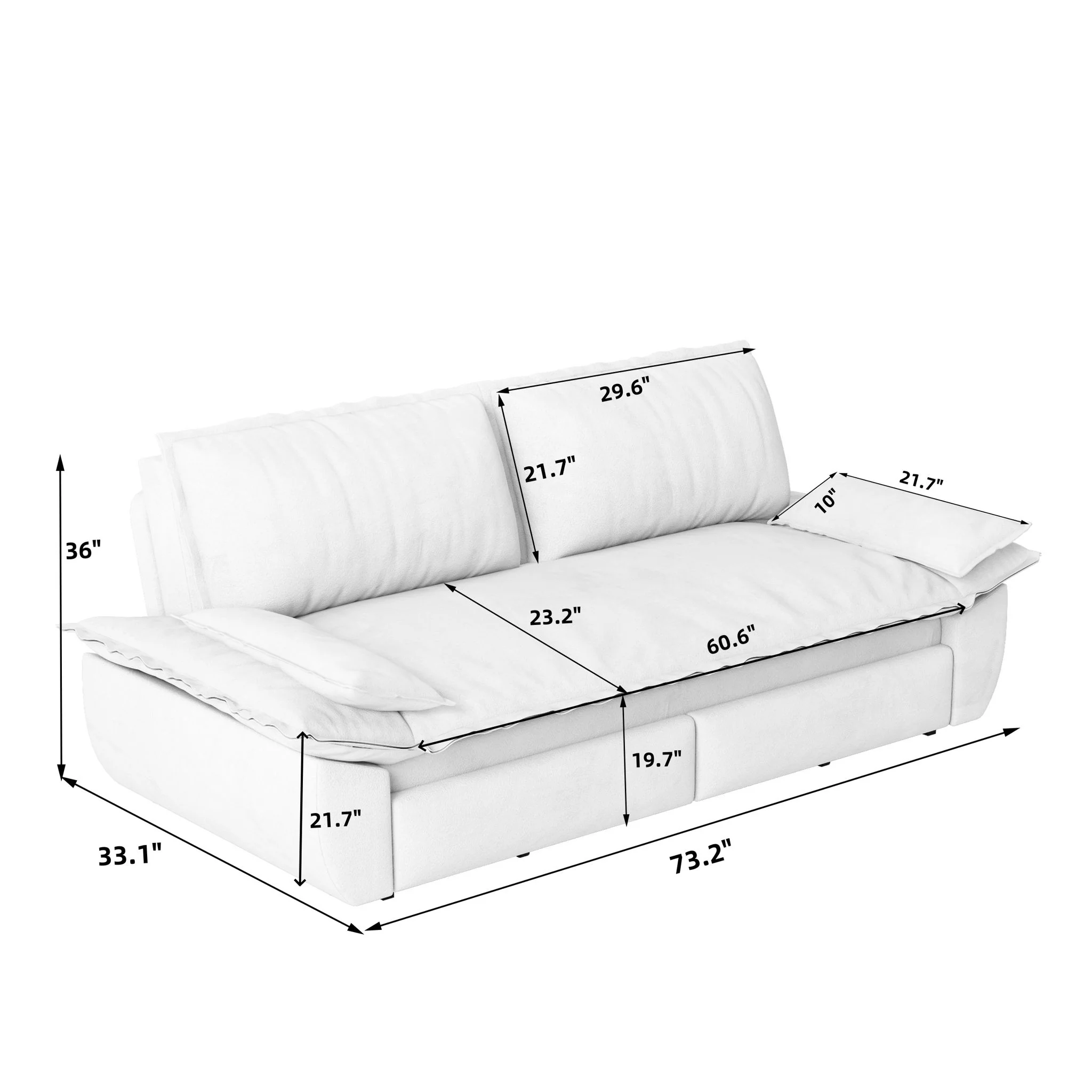 Queen Pull Out 3 In 1 Convertible Sleeper Sofa, Multi-Functional - Image 3