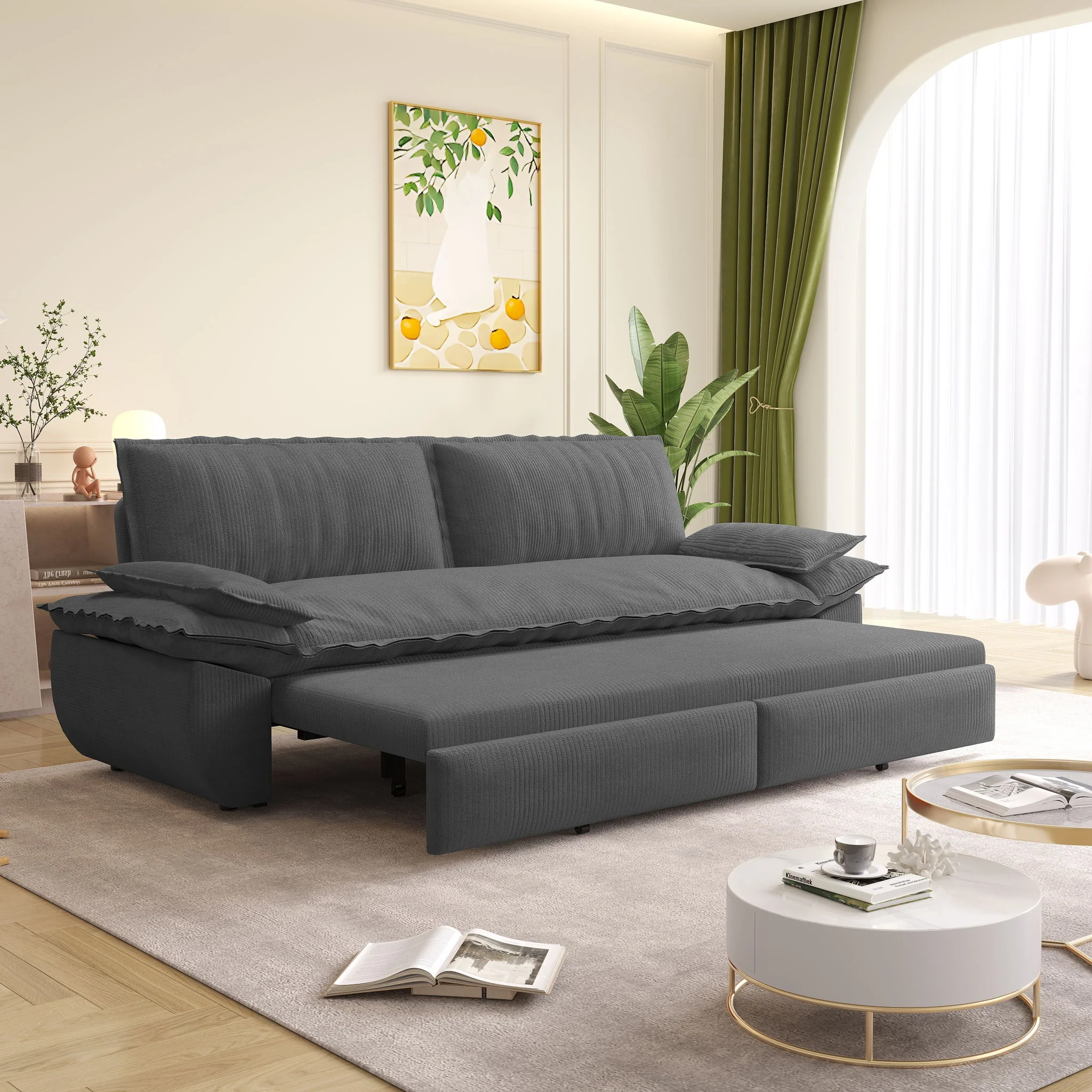 Queen Pull Out Bed, 3 In 1 Convertible Sleeper Sofa - Image 39