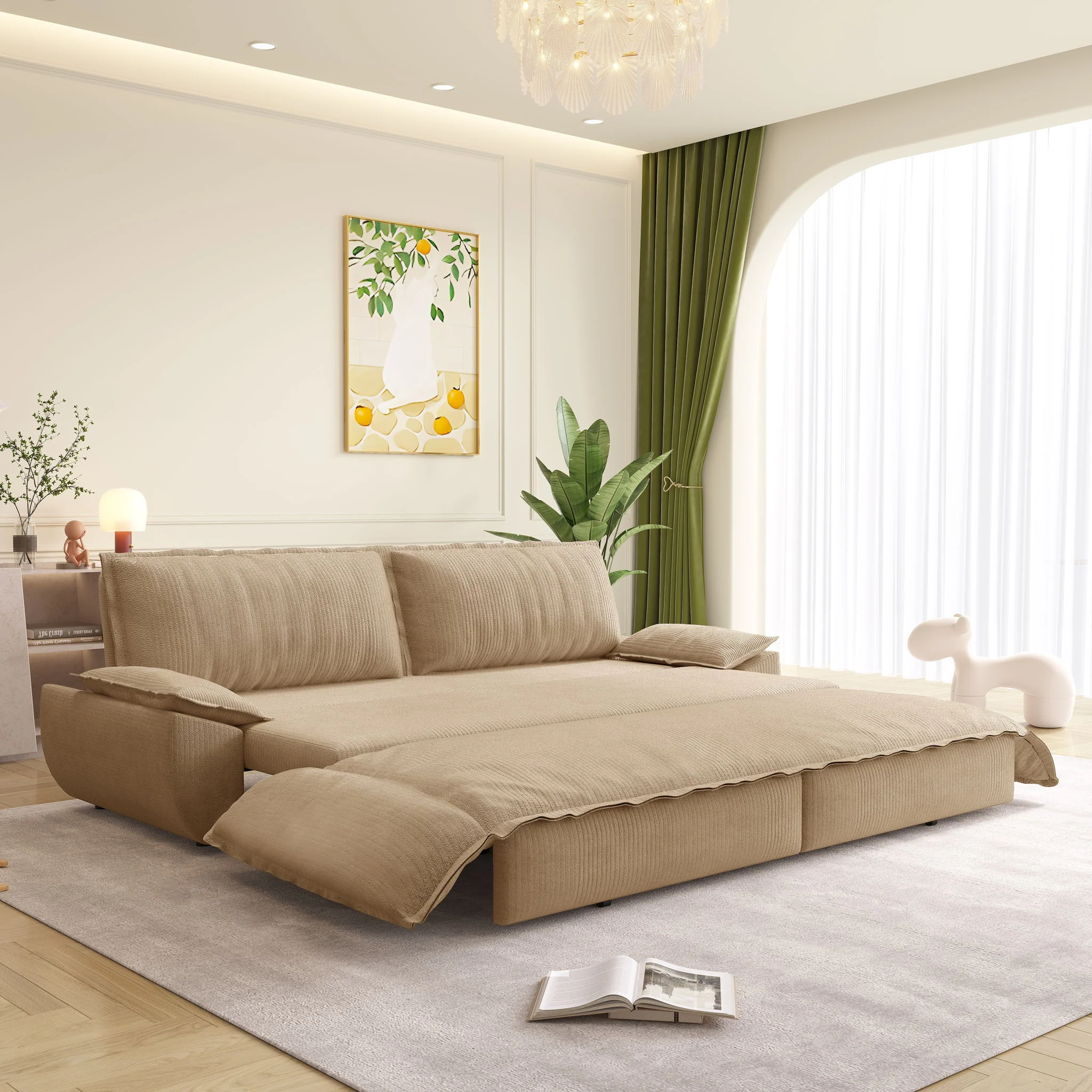 Queen Pull Out Bed, 3 In 1 Convertible Sleeper Sofa - Image 8