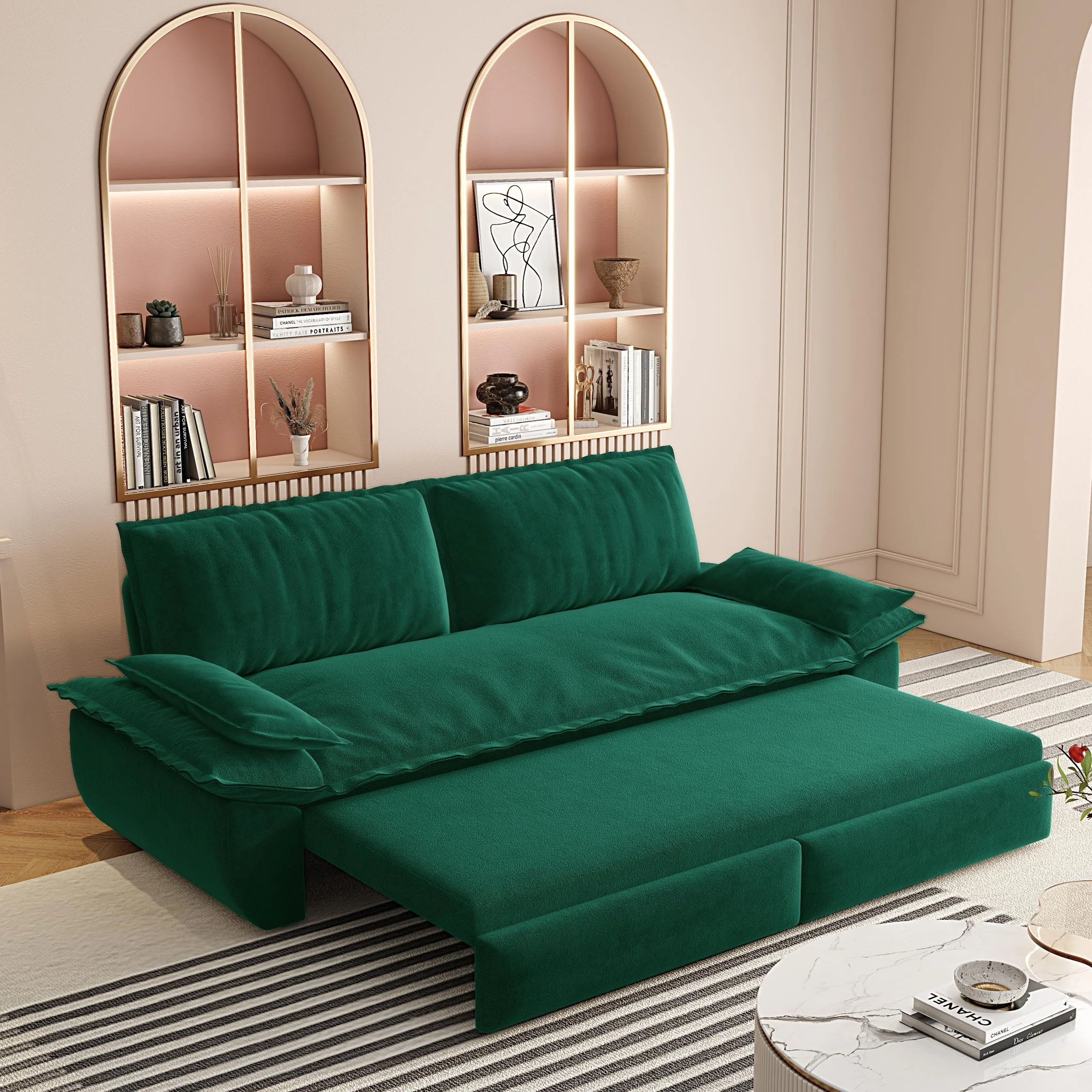 Queen Pull Out Sofa Bed, 3 In 1 Convertible Sleeper Sofa - Image 16