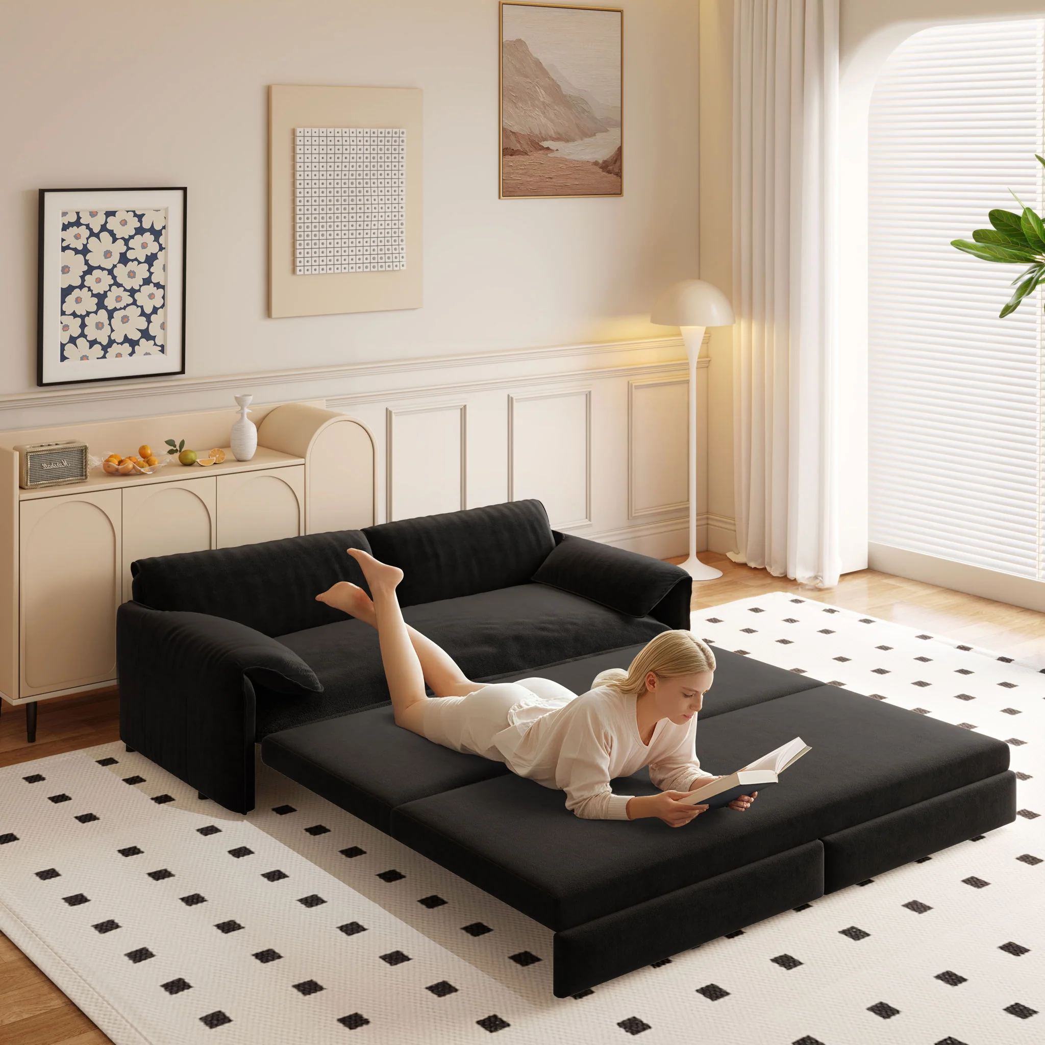 Queen Pull Out Sofa Bed With Side Storage - Image 13