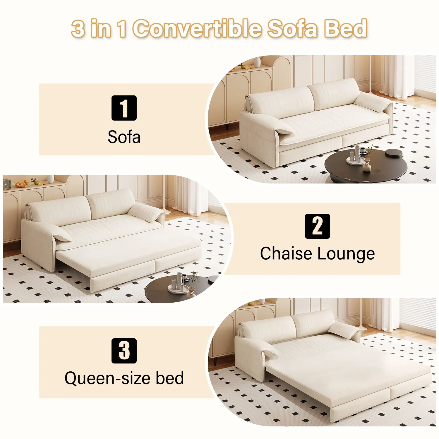 Queen Pull Out Sofa Bed With Side Storage - Image 15