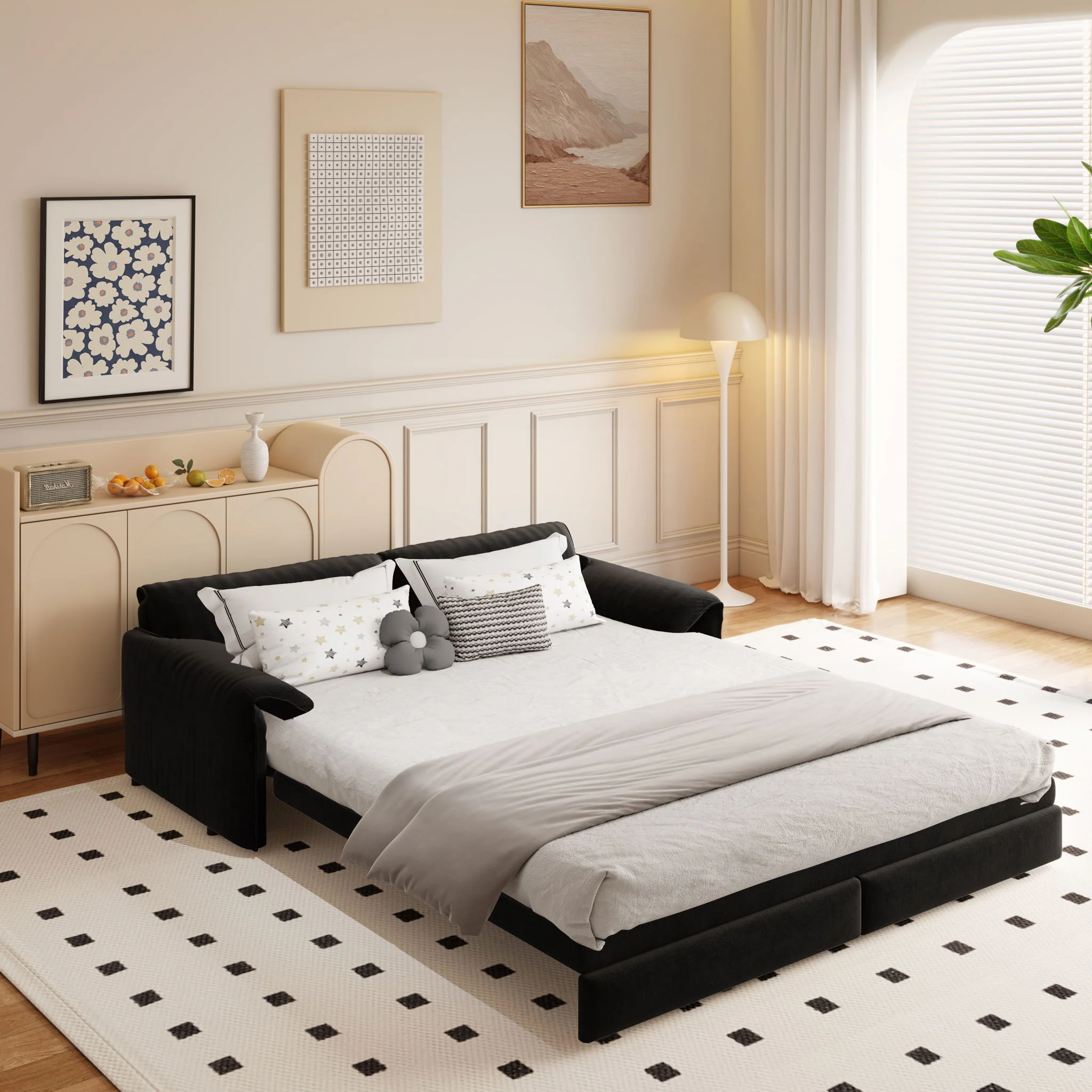 Queen Pull Out Sofa Bed With Side Storage - Image 25