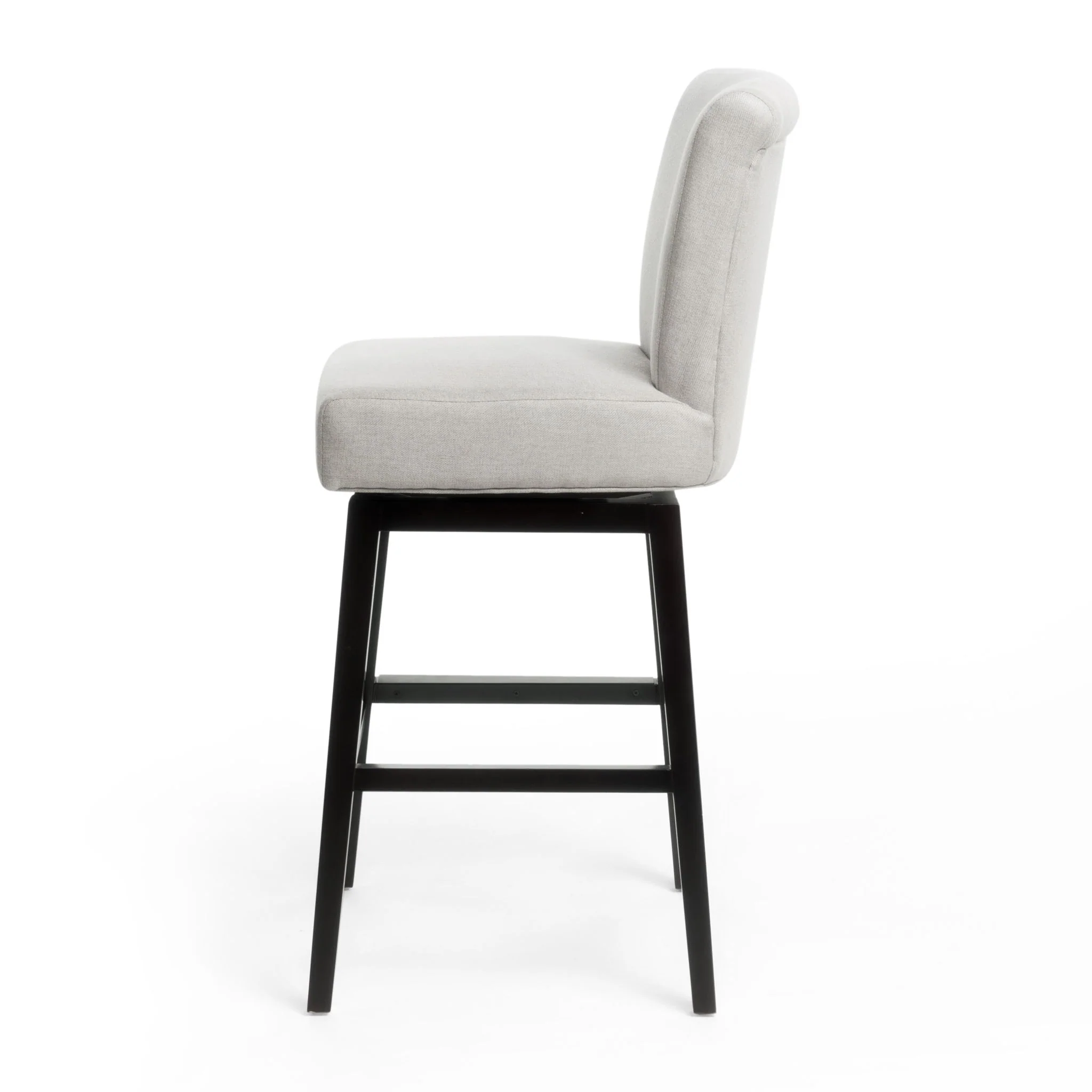 Quicksilvered - Upholstered Swivel Counter Stool With Wood Legs - Beige - Image 7