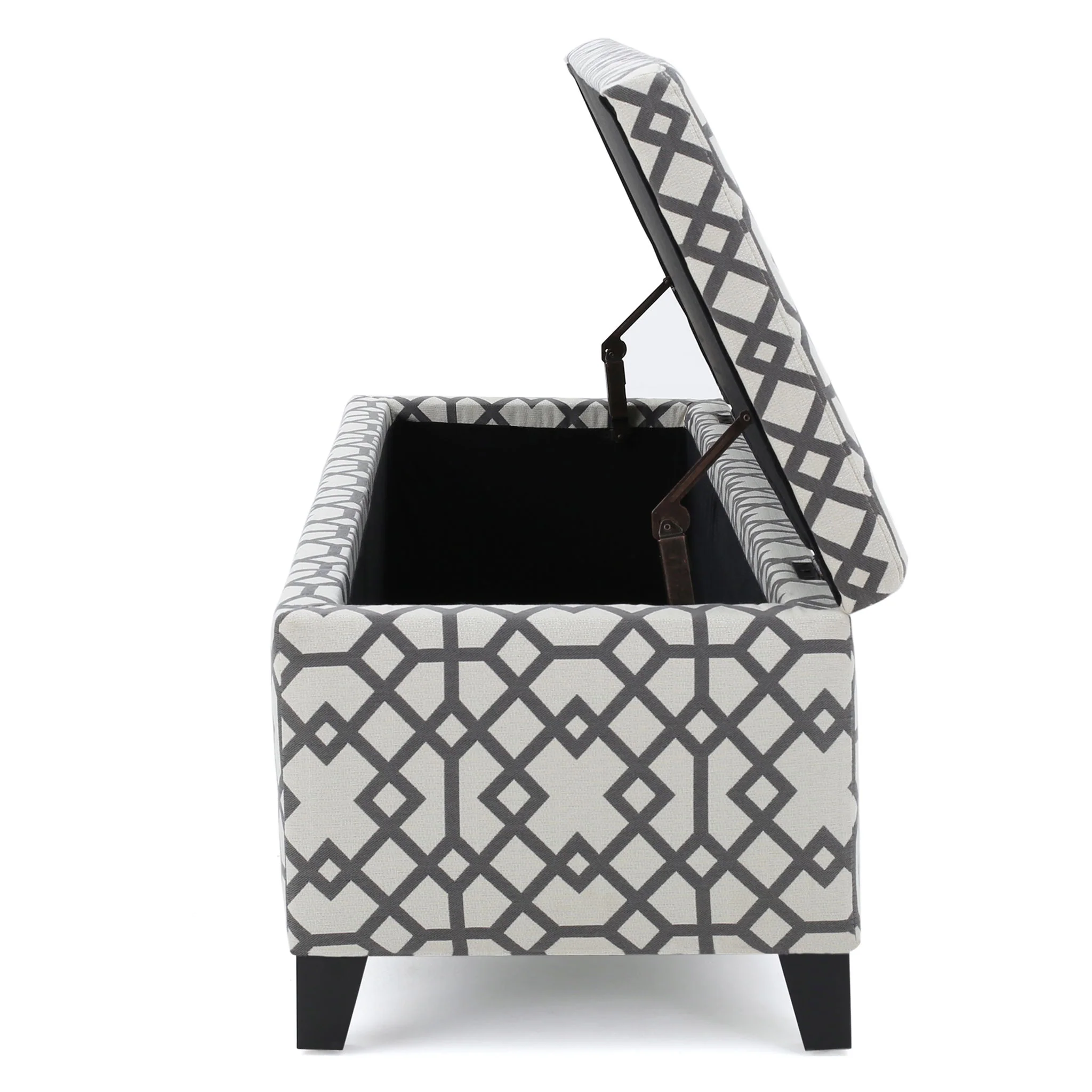 Quotient - Upholstered Storage Ottoman With Tapered Block Feet - Gray / White - Image 7