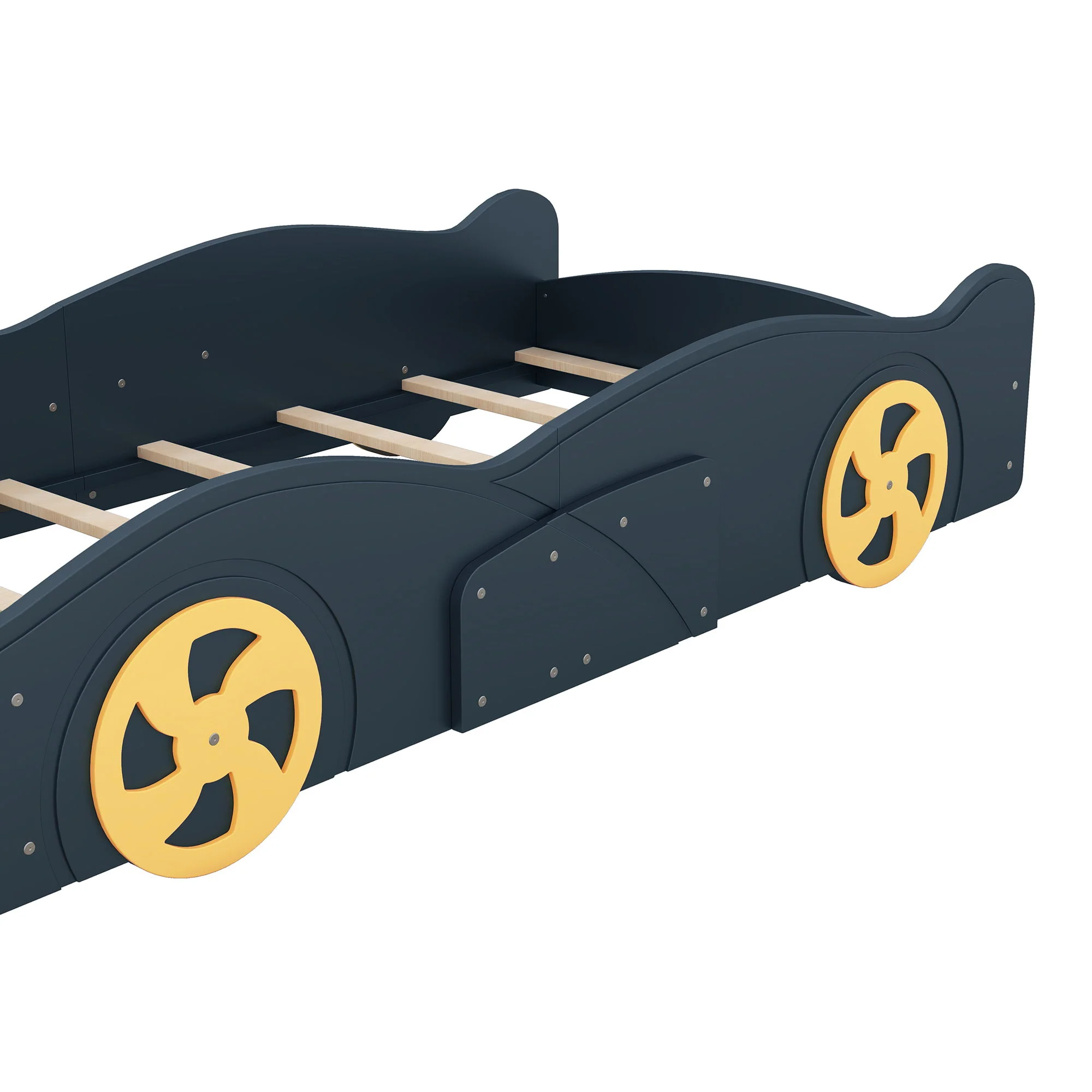 Race Car Shaped Platform Bed With Wheels And Storage - Image 18