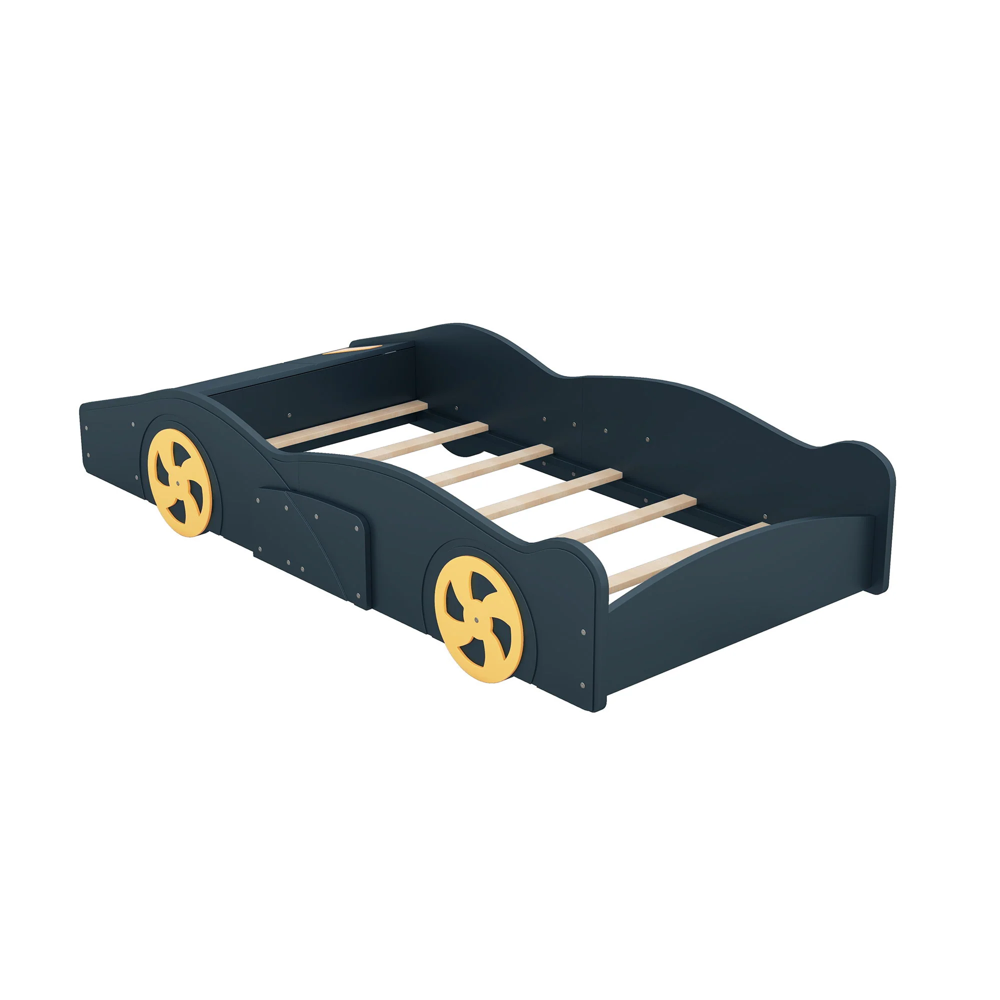 Race Car Shaped Platform Bed With Wheels And Storage - Image 21