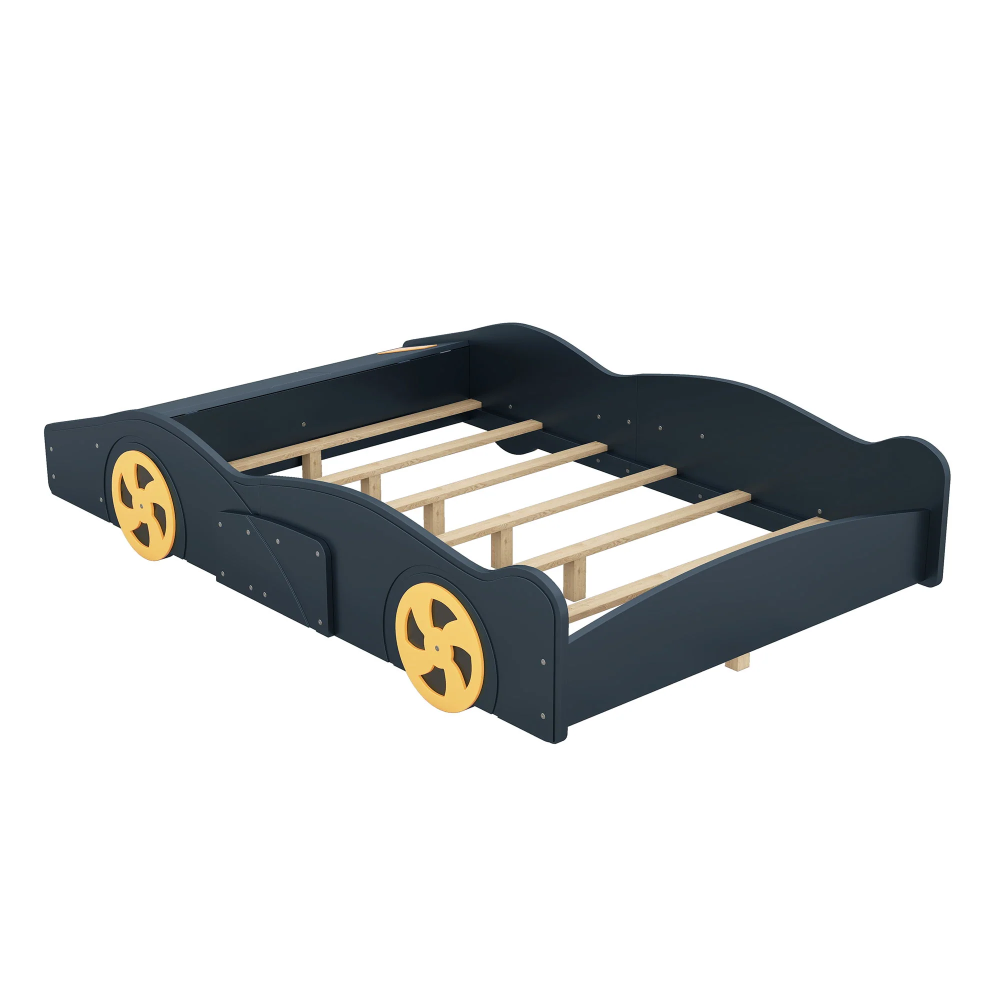 Race Car Shaped Platform Bed With Wheels And Storage - Image 6