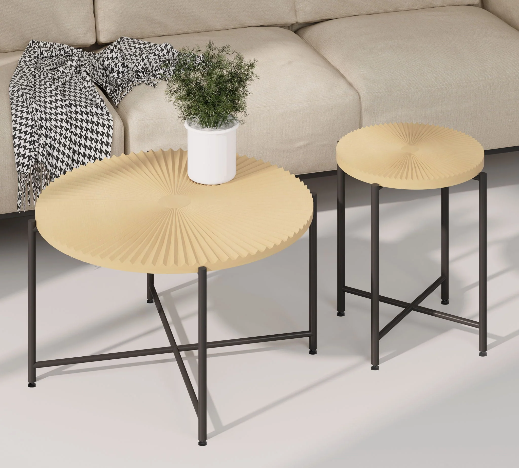 Radial - Pattern Coffee And End Table Set Waterproof Cover, Distressed Cylindrical Design (Set of 2) - Image 10